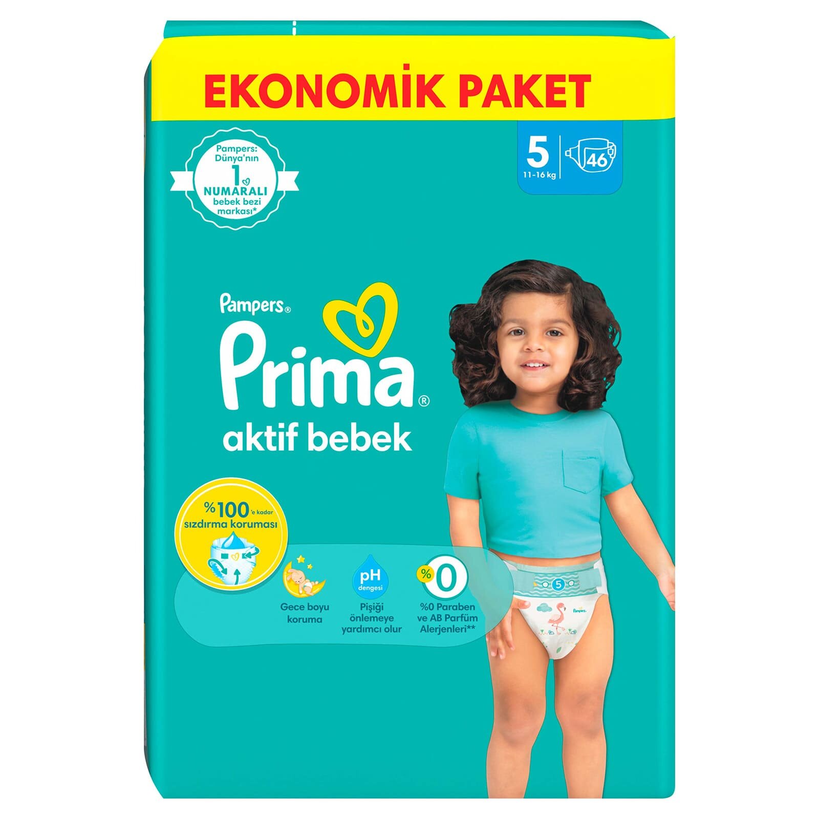 Bebek Bezi Aktif Bebek 5 Beden Junior Ekonomik Paket 11-16 kg 46 Adet