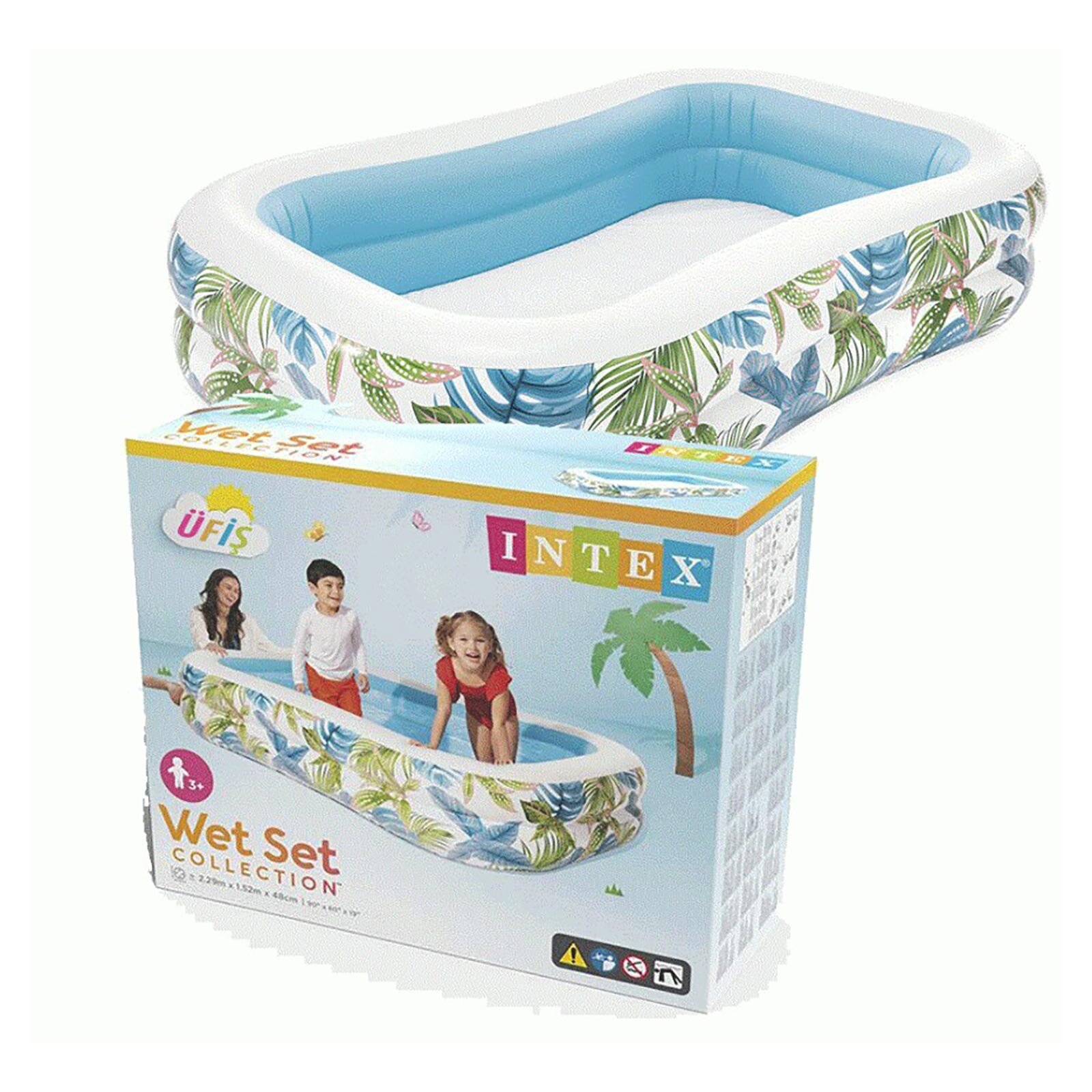 Yaprak Desenli Tropik Aile Havuzu 229X152X48 cm