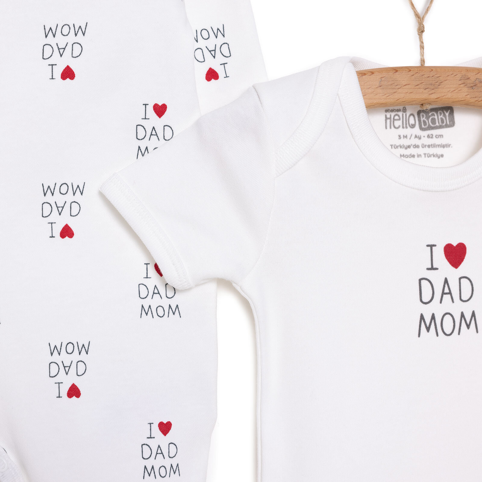 Unisex Yenidoğan Tulum Body Şapka 3'lü Set %100 Pamuk Çıtçıtlı Yaka Uzun Kol Ekru