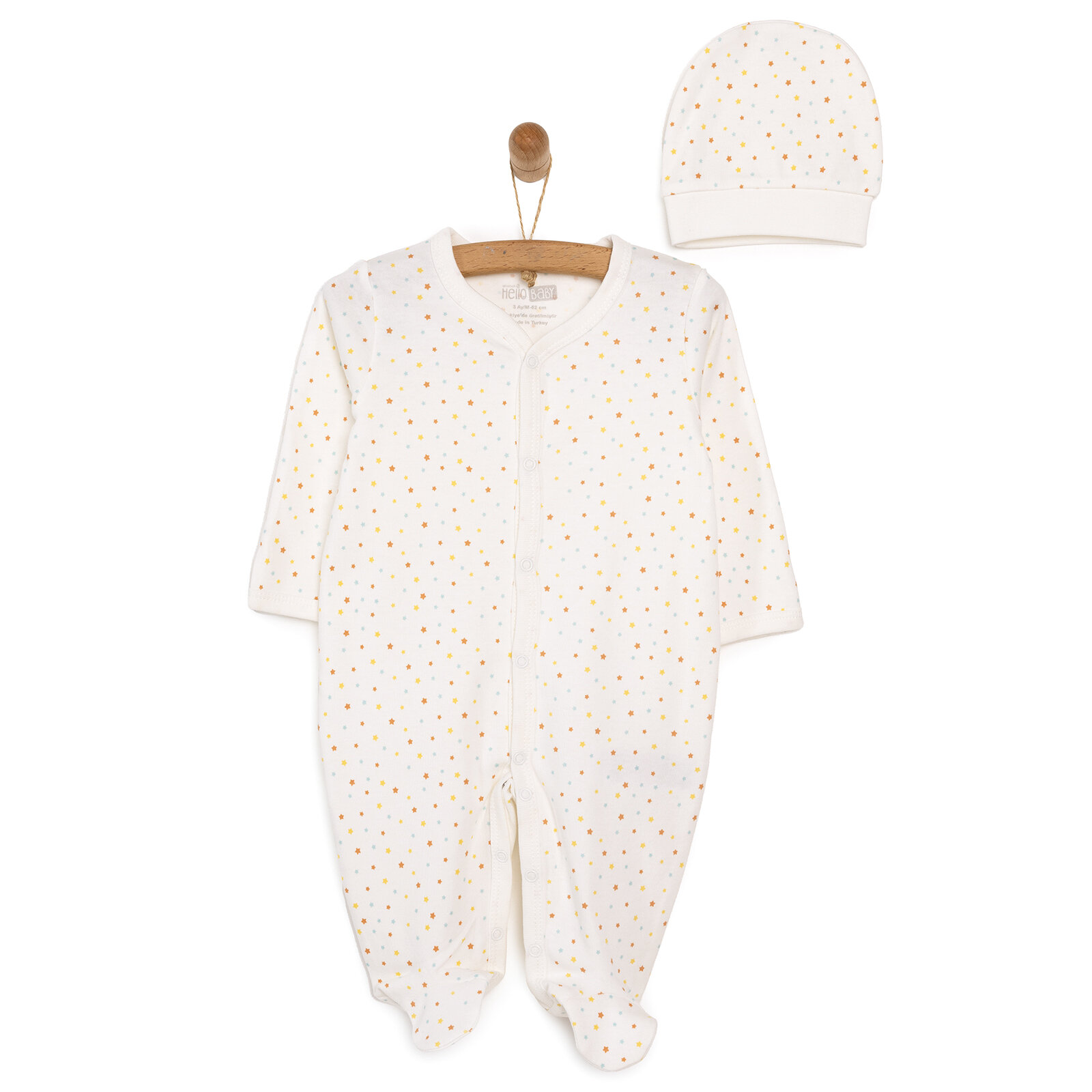 Yenidoğan Bebek Little Star Kendinden Eldivenli Tulum-Şapka 2li Set Unisex