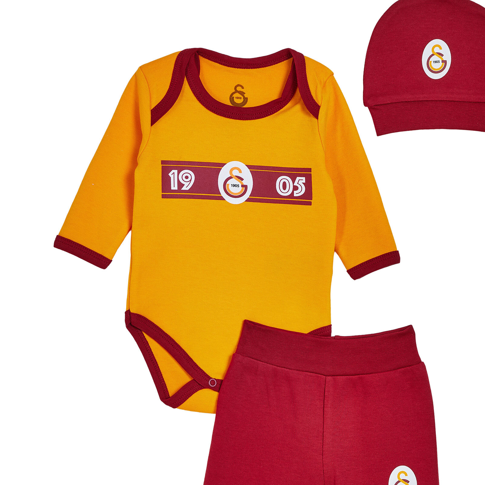 Yenidoğan Body-Patikli Alt-Şapka Bisiklet Yaka Uzun Kol Patikli Paça