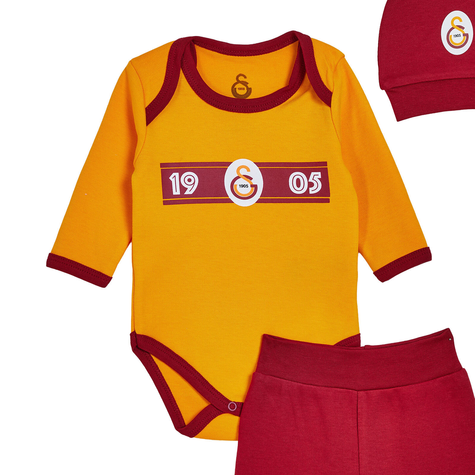 Yenidoğan Body-Patikli Alt-Şapka Bisiklet Yaka Uzun Kol Patikli Paça