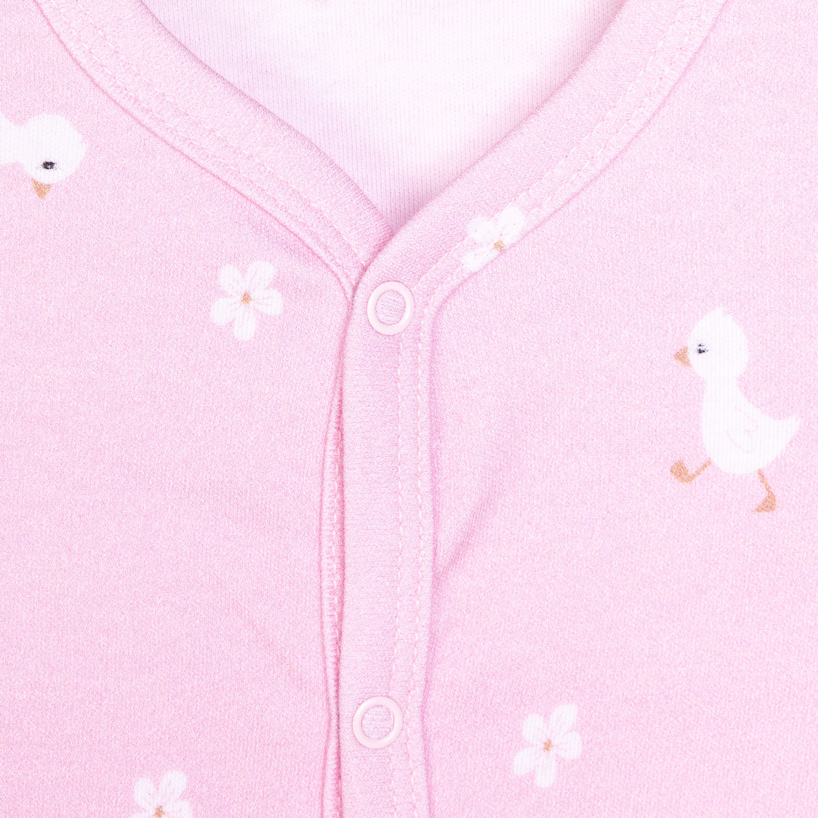 Kız Bebek Yenidoğan Tulum Şapka %100 Pamuk Çiçek Baskılı Çıtçıtlı Uzun Kol Patikli Pembe