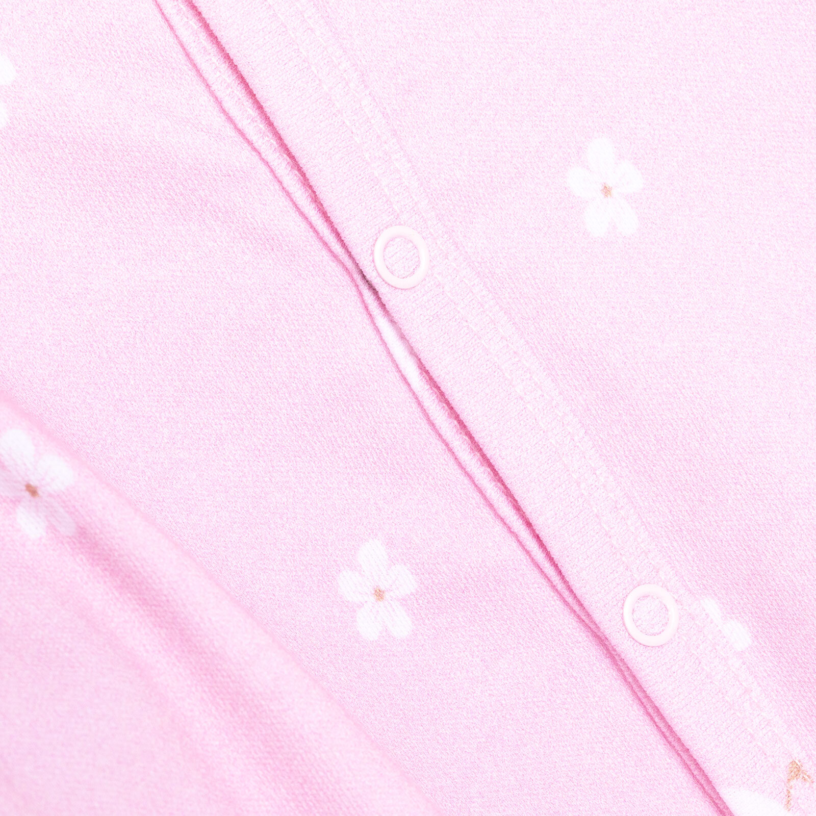 Kız Bebek Yenidoğan Tulum Şapka %100 Pamuk Çiçek Baskılı Çıtçıtlı Uzun Kol Patikli Pembe