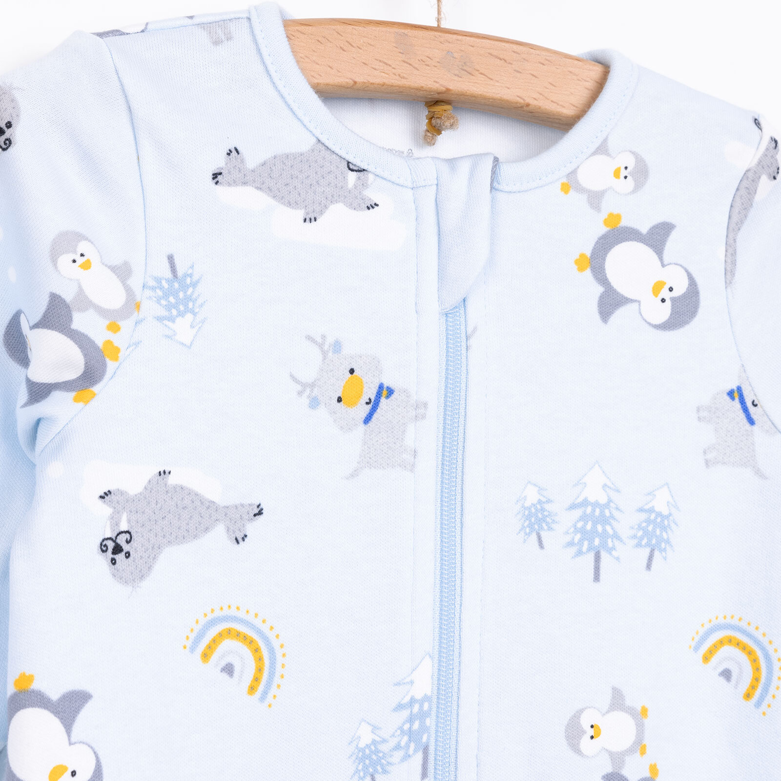 Erkek Bebek Yenidoğan Patikli Tulum %100 Pamuk Fermuarlı Açık Mavi Erkek Bebek Yenidoğan Patikli Tulum %100 Pamuk Fermuarlı Açık Mavi