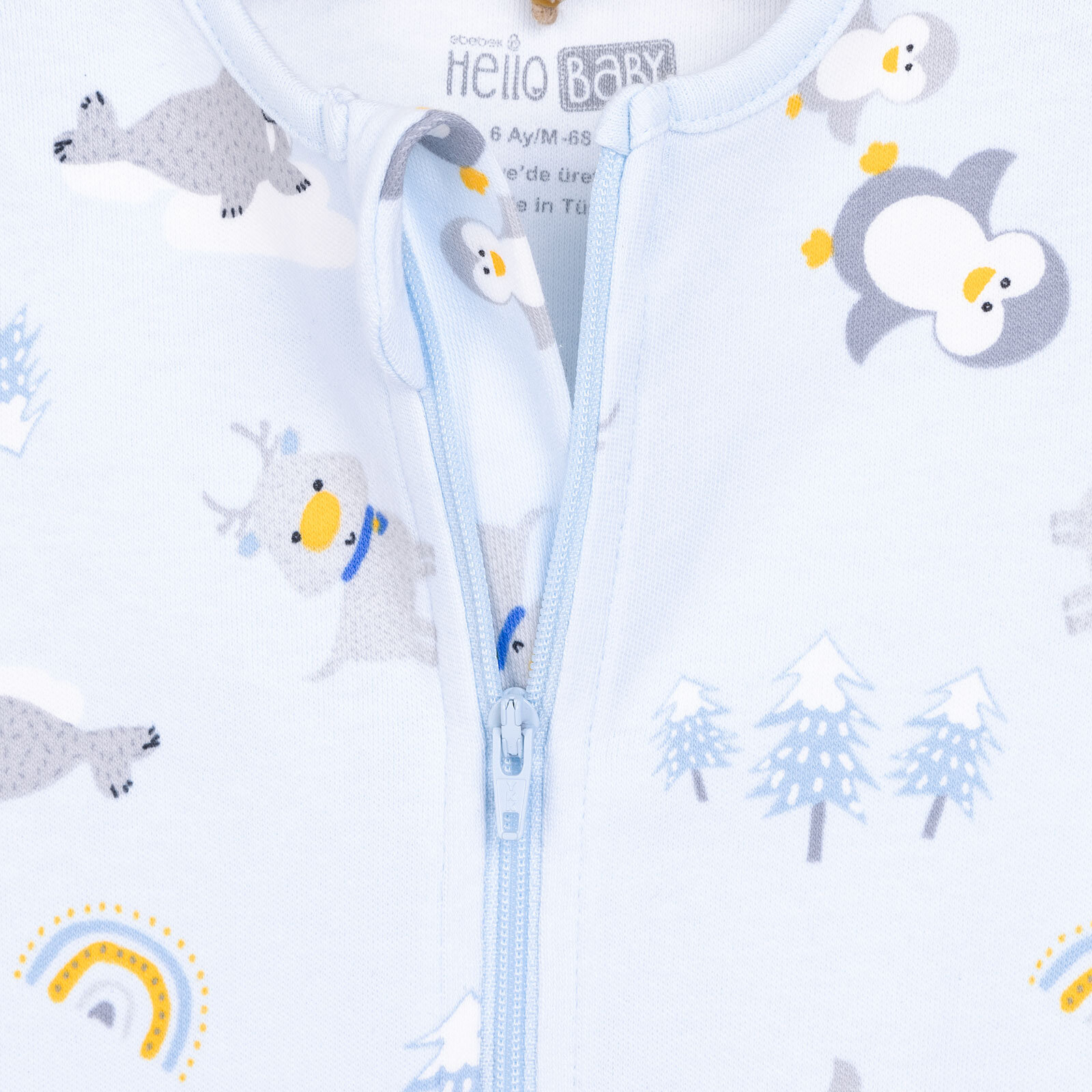 Erkek Bebek Yenidoğan Patikli Tulum %100 Pamuk Fermuarlı Açık Mavi Erkek Bebek Yenidoğan Patikli Tulum %100 Pamuk Fermuarlı Açık Mavi