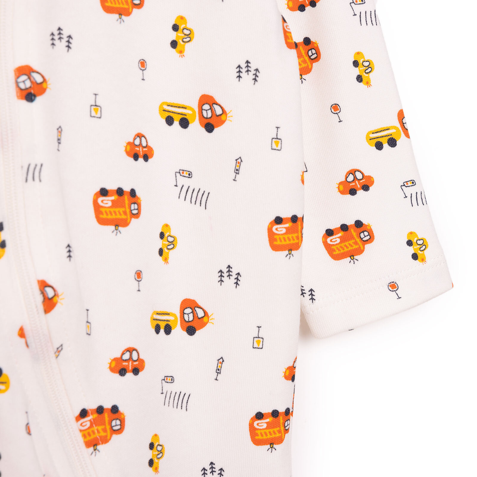 Erkek Bebek Yenidoğan Patikli Tulum %100 Pamuk Fermuarlı Bisiklet Yaka Uzun Kol Ekru