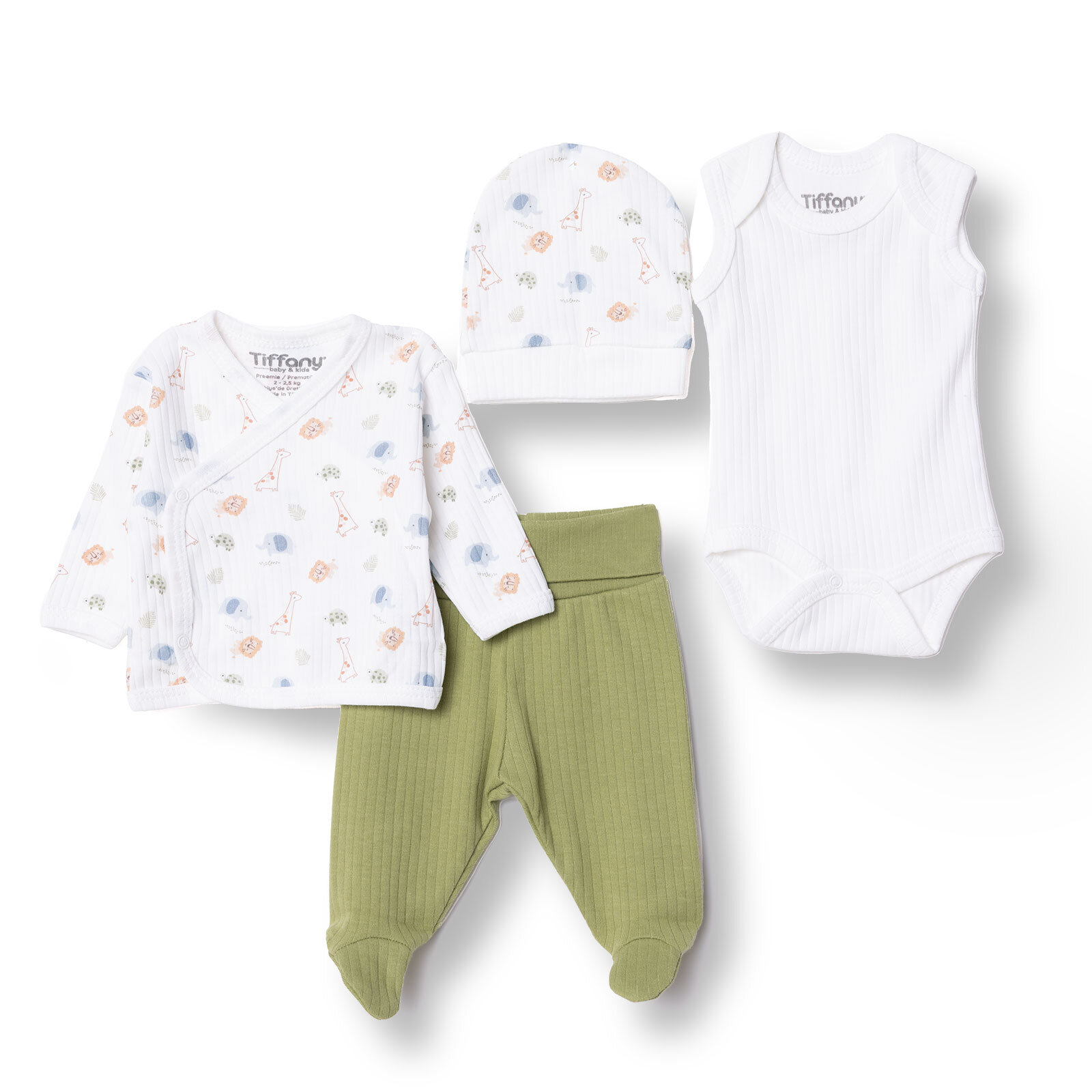 Yenidoğan Erkek Safari Desenli Prematüre Set Erkek Bebek