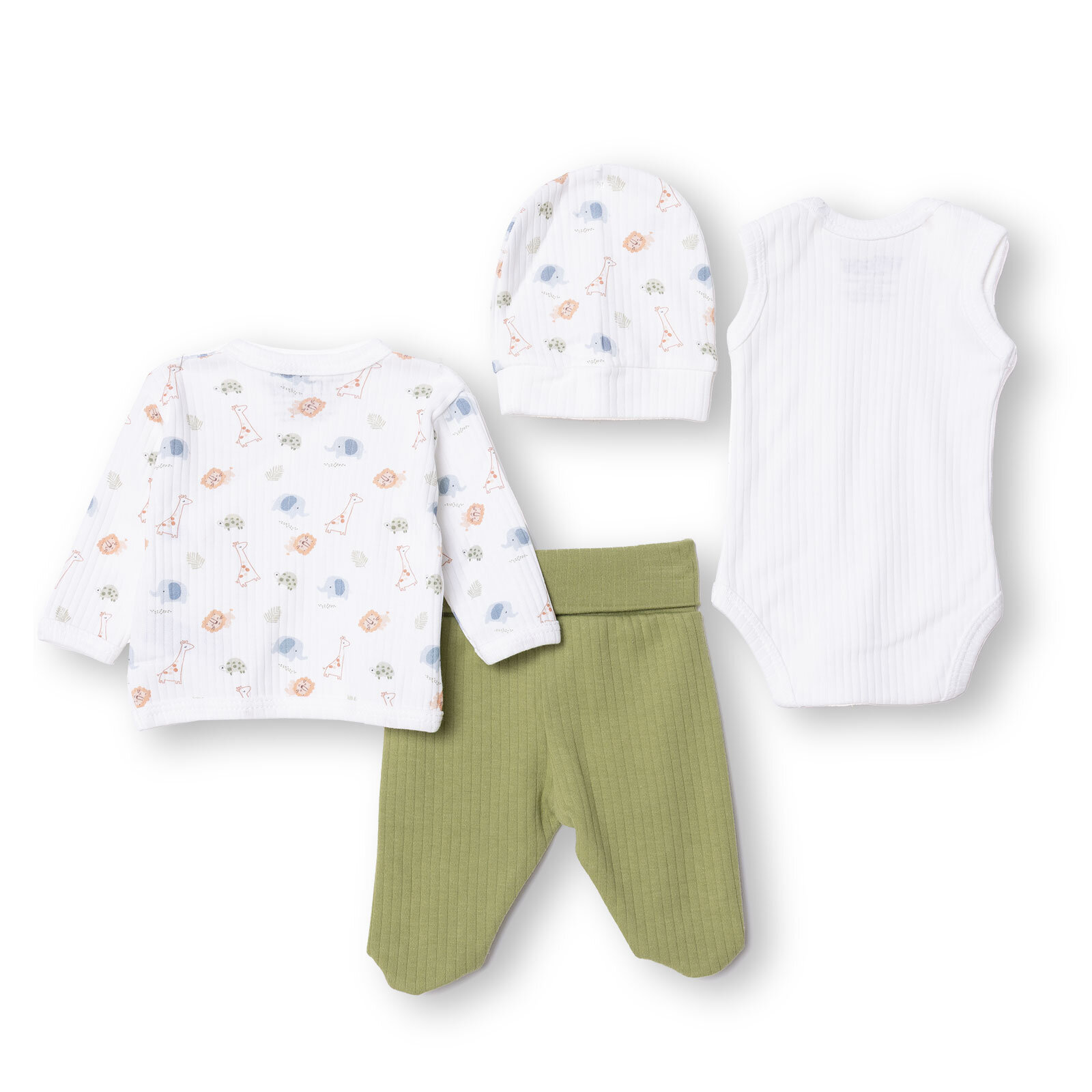 Yenidoğan Erkek Safari Desenli Prematüre Set Erkek Bebek