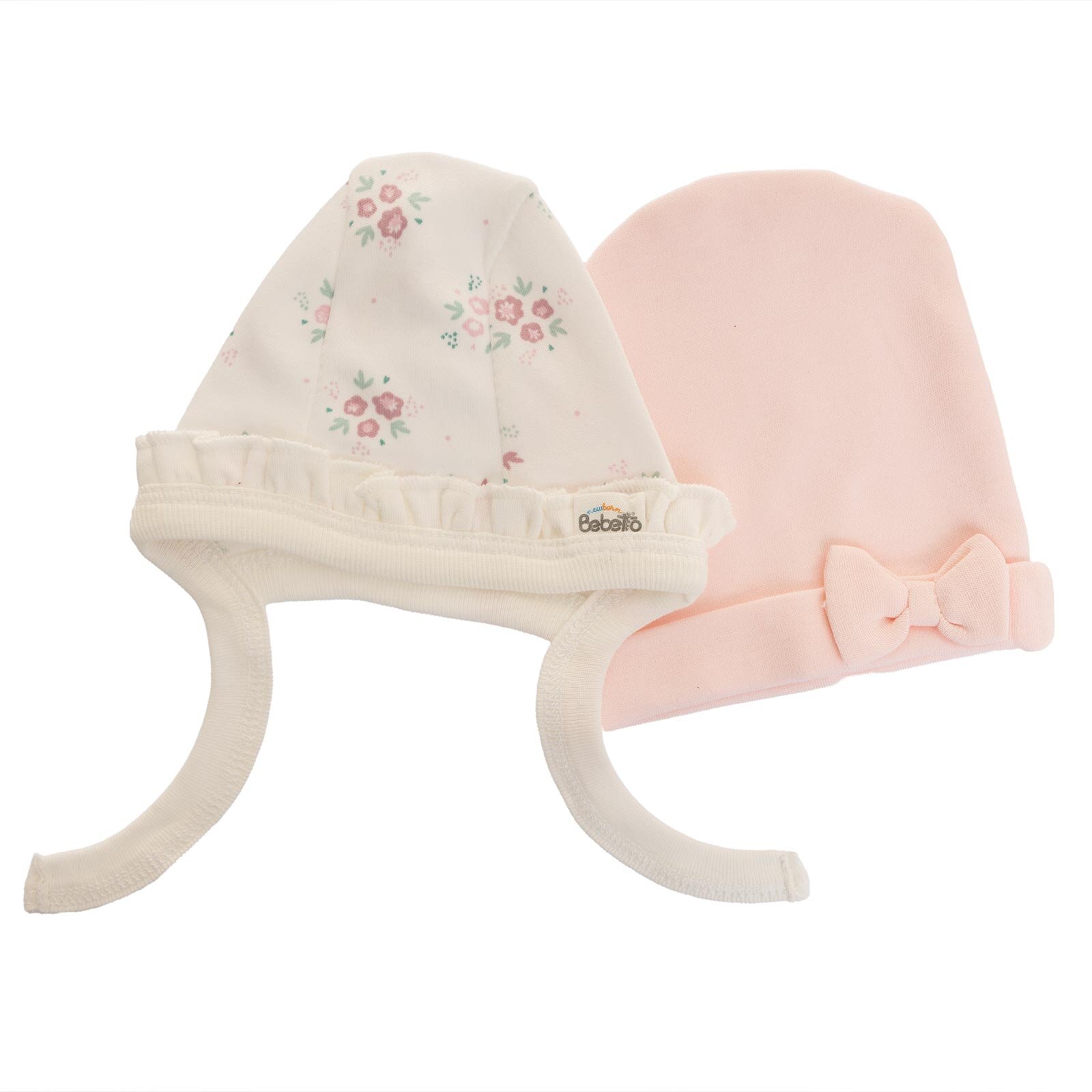 Yenidoğan Flowers 2'li Şapka Kız Bebek Yenidoğan Flowers 2'li Şapka Kız Bebek