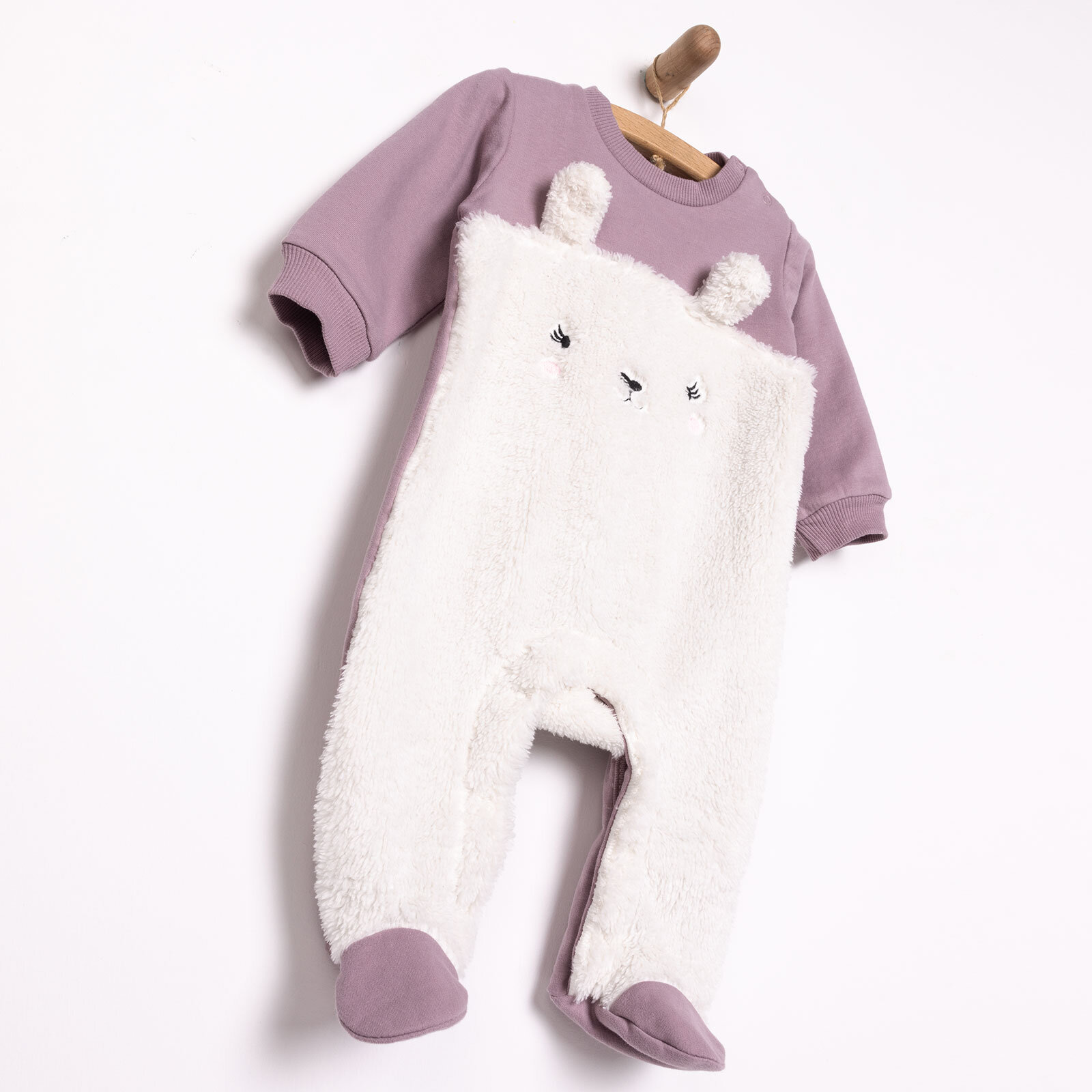 Unisex Yenidoğan Patikli Tulum İki İplik Ayı Fügürlü Peluş Çıtçıtlı Bisiklet Yaka Uzun Kol Unisex Yenidoğan Patikli Tulum İki İplik Ayı Fügürlü Peluş Çıtçıtlı Bisiklet Yaka Uzun Kol