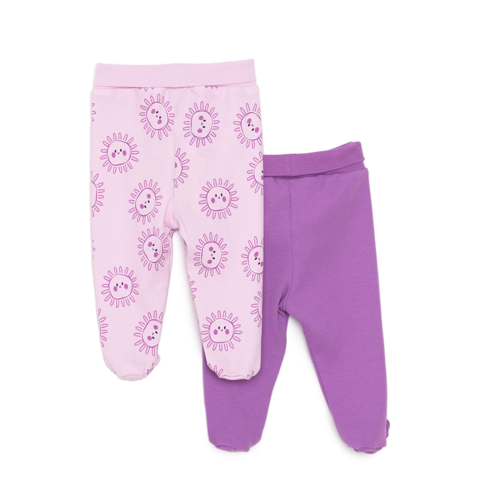 Yenidoğan Geniş Bel Güneş Desenli  2li Patikli Alt Kız Bebek