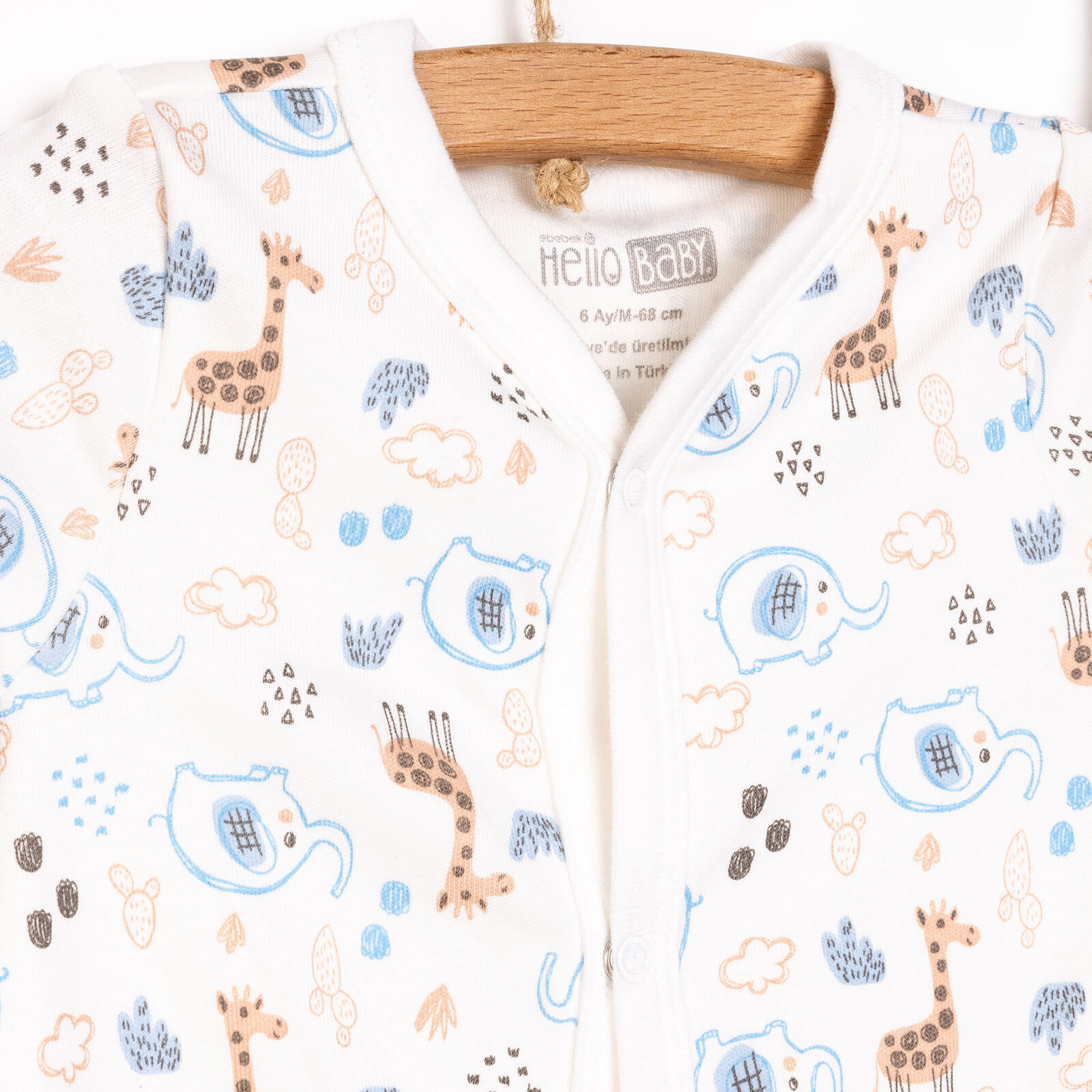 Yenidoğan Hayvanlar Baskılı Erkek Tulum-Şapka Erkek Bebek Yenidoğan Hayvanlar Baskılı Erkek Tulum-Şapka Erkek Bebek