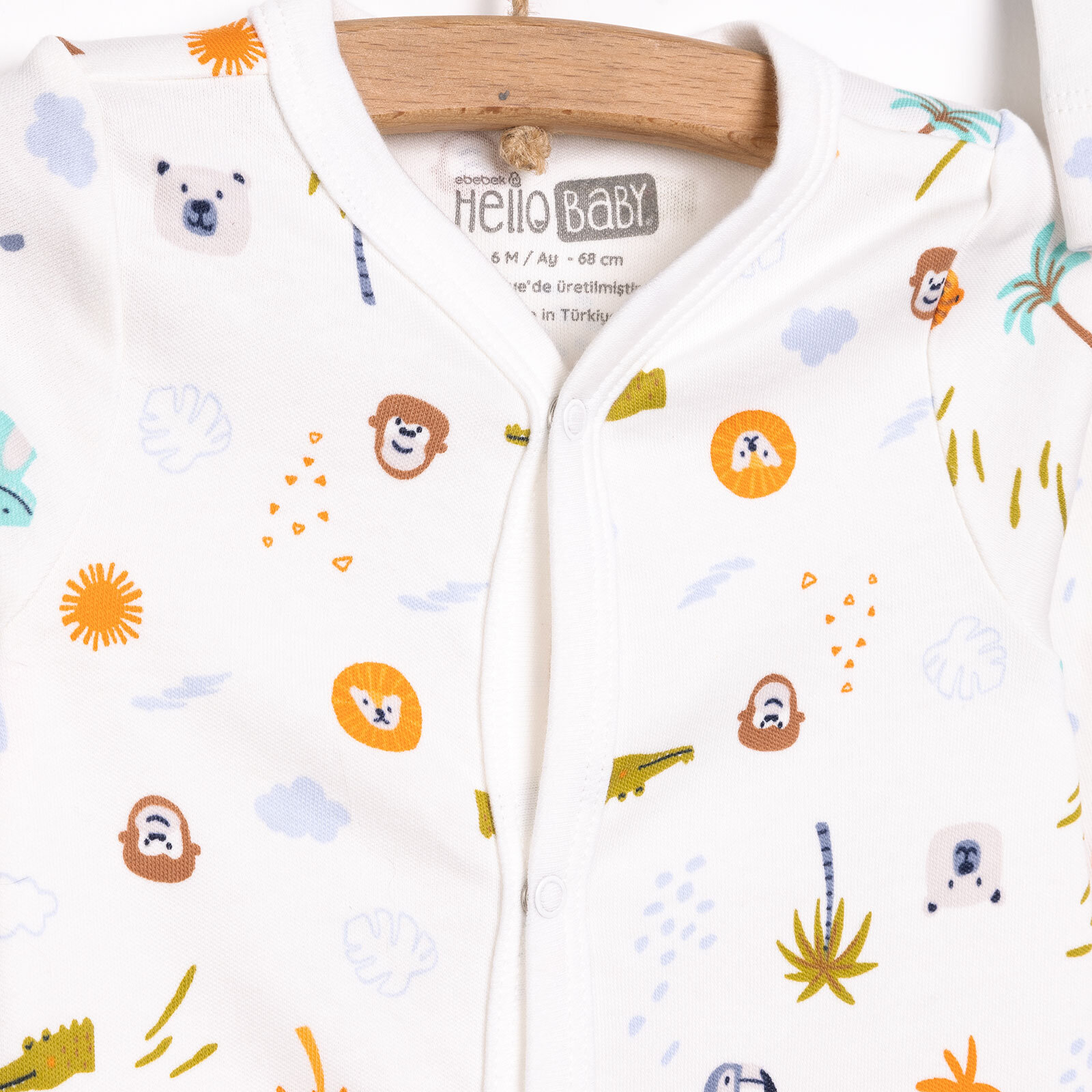 Yenidoğan Hayvanlar Baskılı Erkek Tulum-Şapka Erkek Bebek