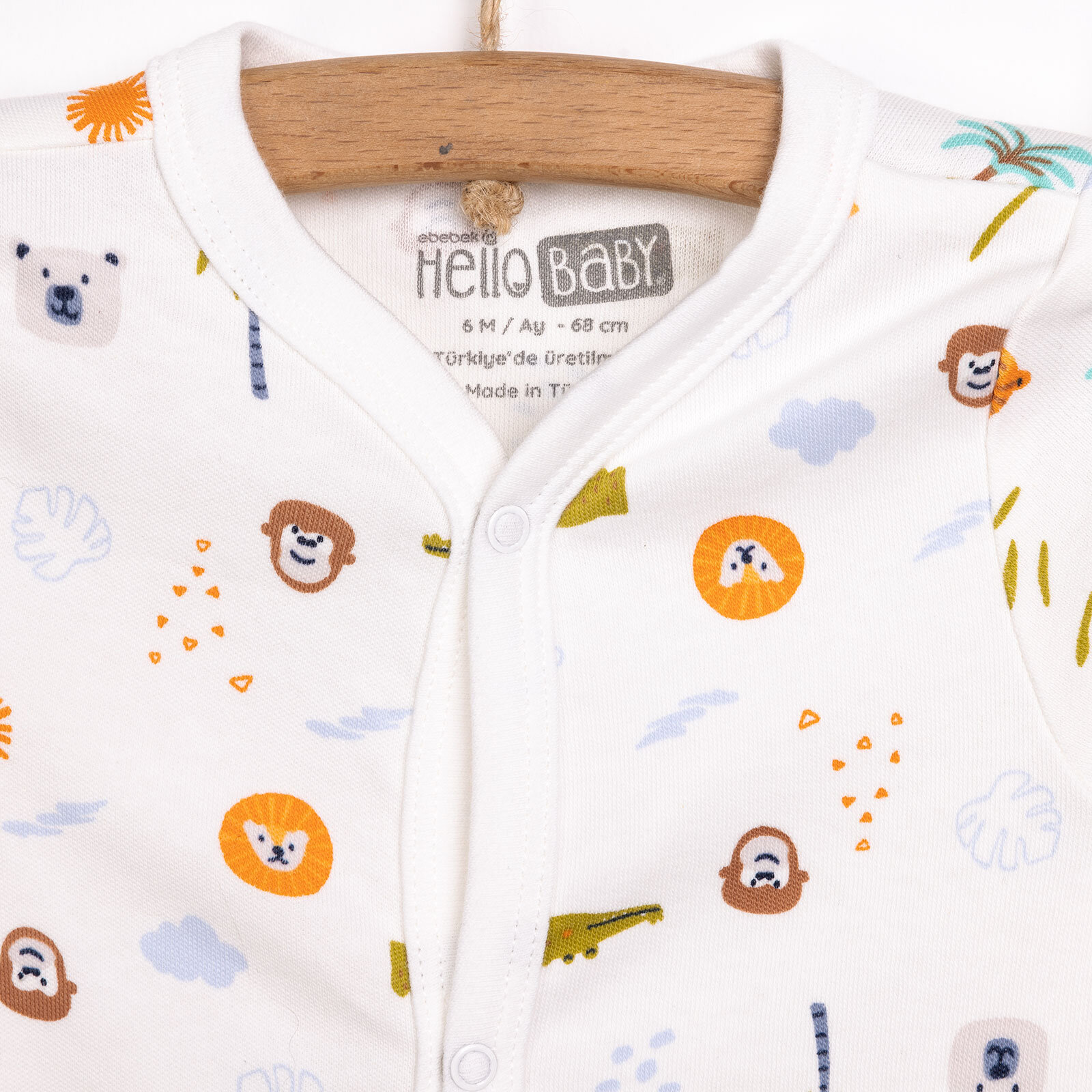 Yenidoğan Hayvanlar Baskılı Erkek Tulum-Şapka Erkek Bebek