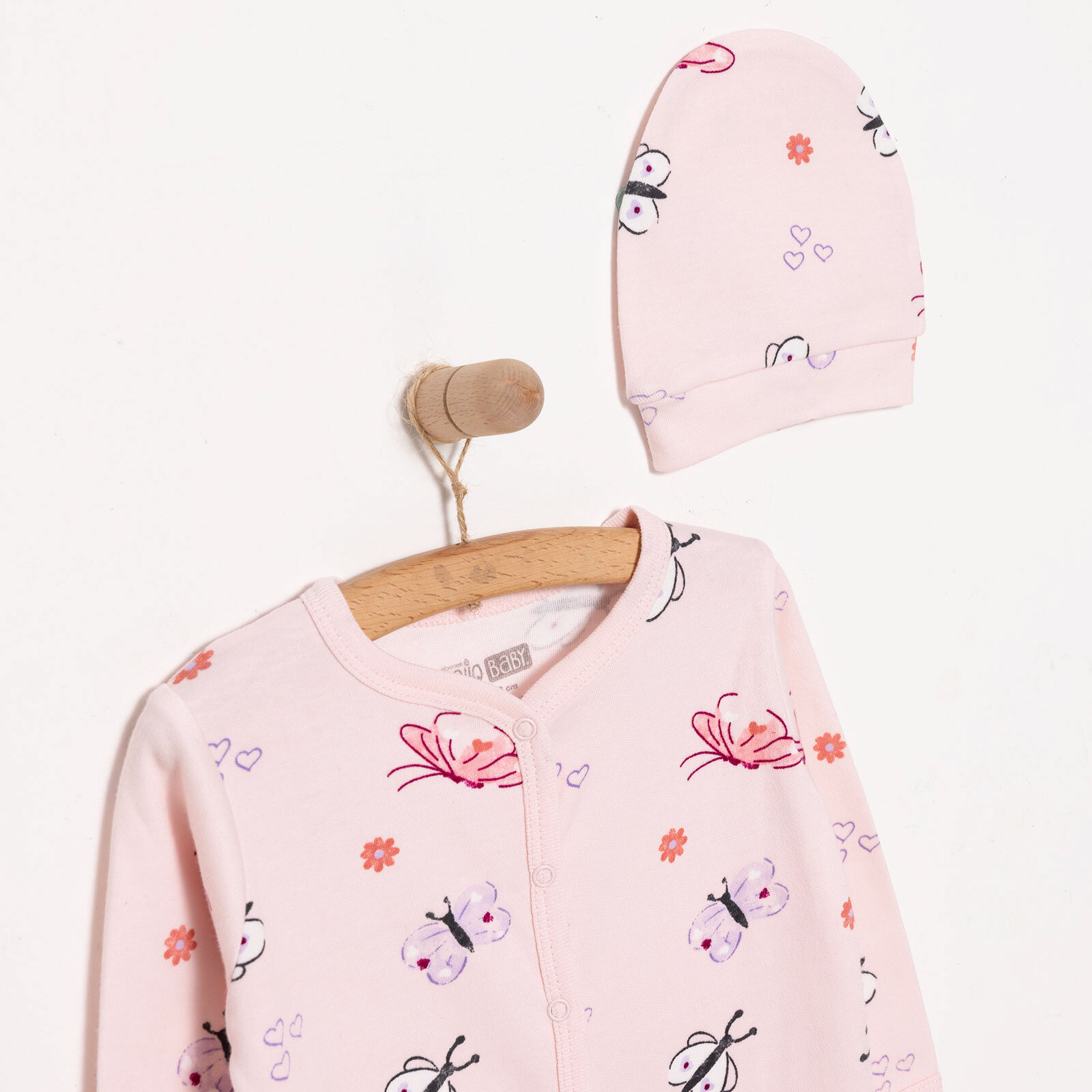 Yenidoğan Hayvanlar Baskılı Erkek Tulum-Şapka Kız Bebek