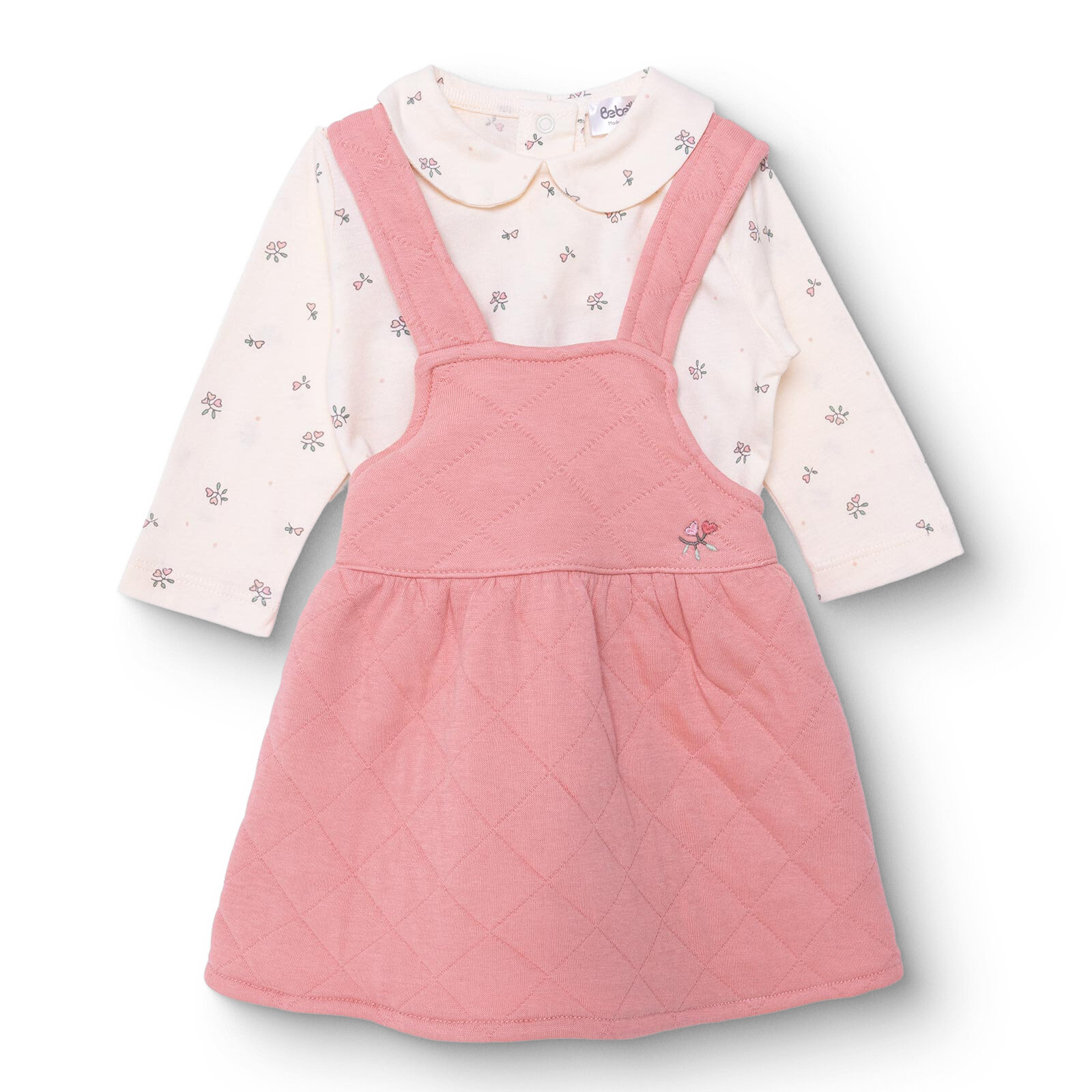 Kız Bebek Yenidoğan Jile-Sweatshirt Petite Fleurs Bebe Yaka Uzun Kol