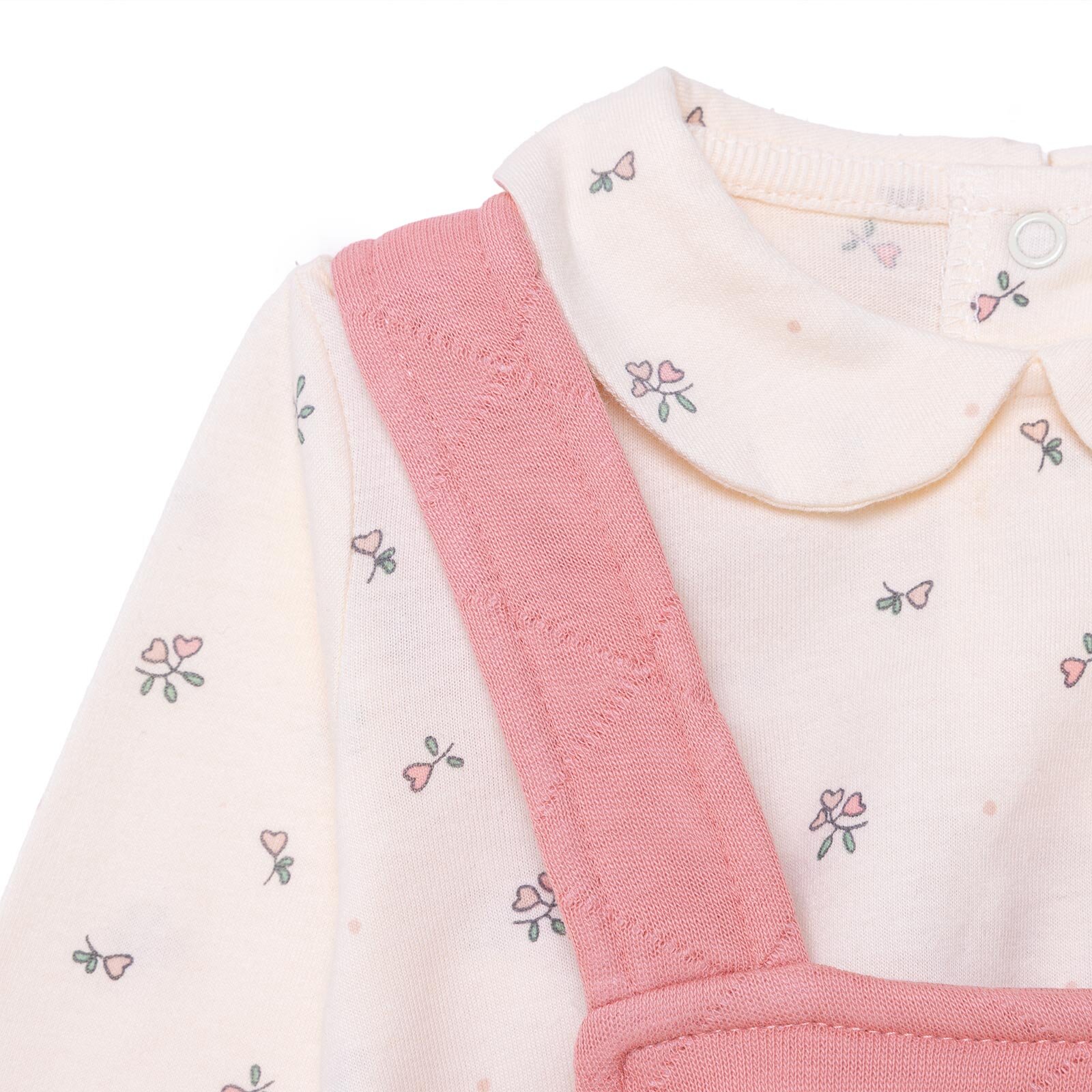 Kız Bebek Yenidoğan Jile-Sweatshirt Petite Fleurs Bebe Yaka Uzun Kol
