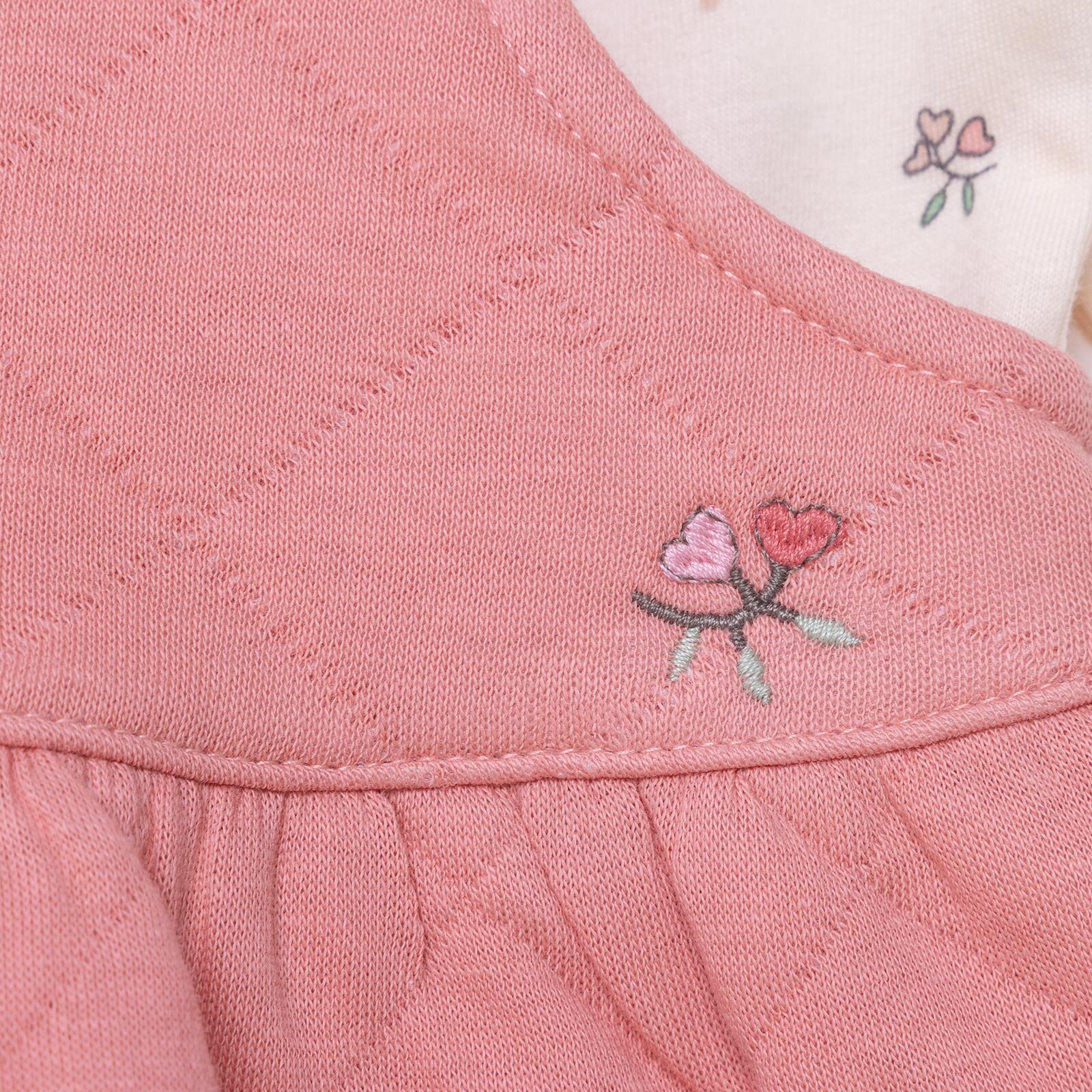 Kız Bebek Yenidoğan Jile-Sweatshirt Petite Fleurs Bebe Yaka Uzun Kol