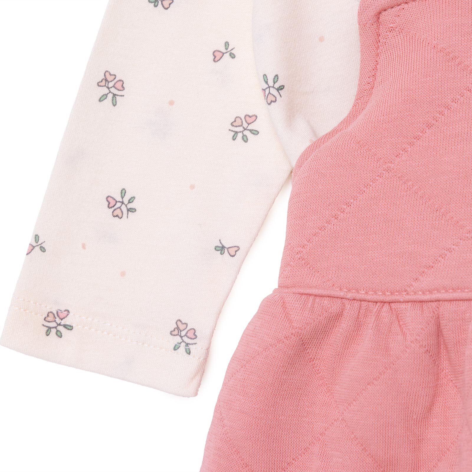 Kız Bebek Yenidoğan Jile-Sweatshirt Petite Fleurs Bebe Yaka Uzun Kol