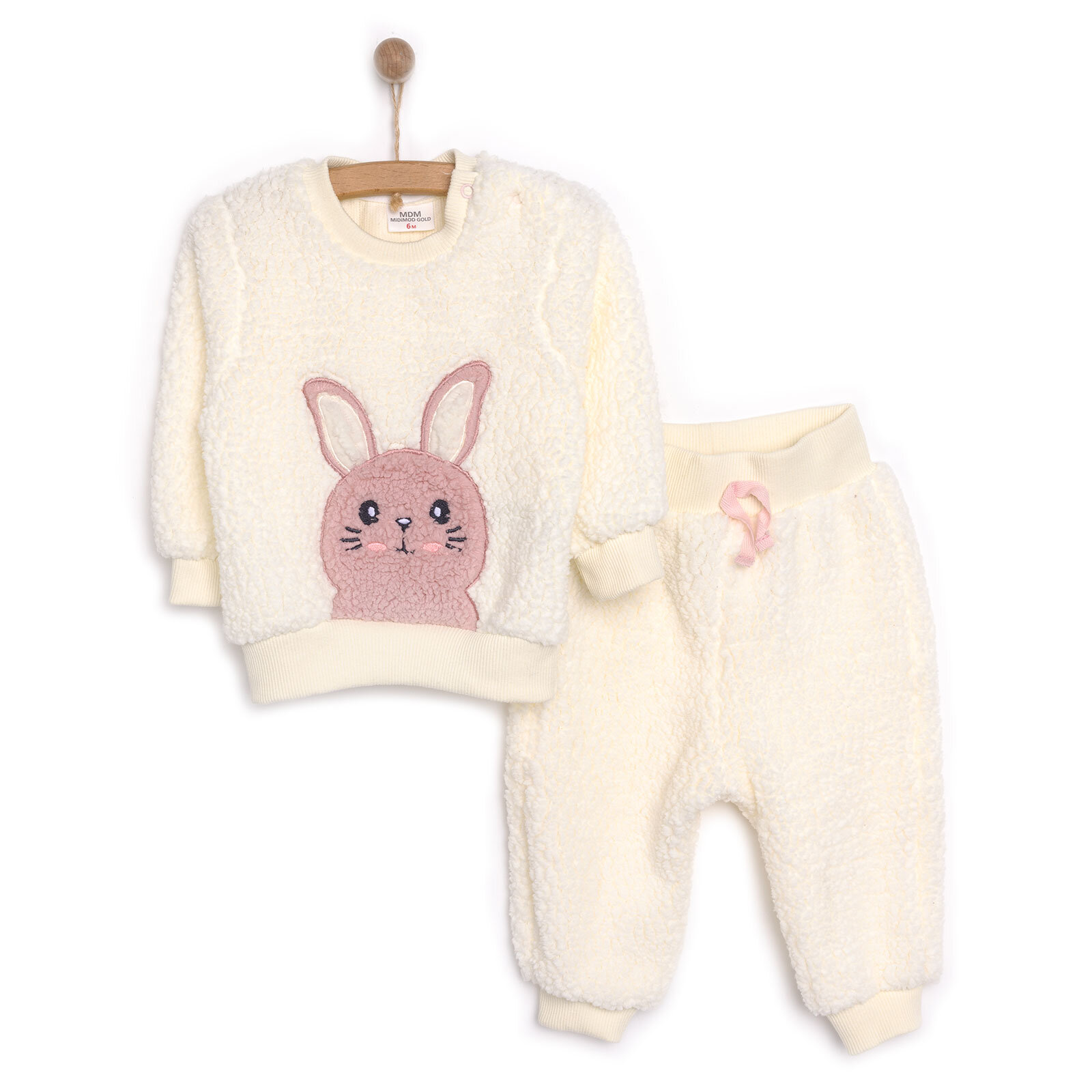 Yenidoğan Kadife Sweatshirt-Patiksiz Alt 2li Takım Kız Bebek