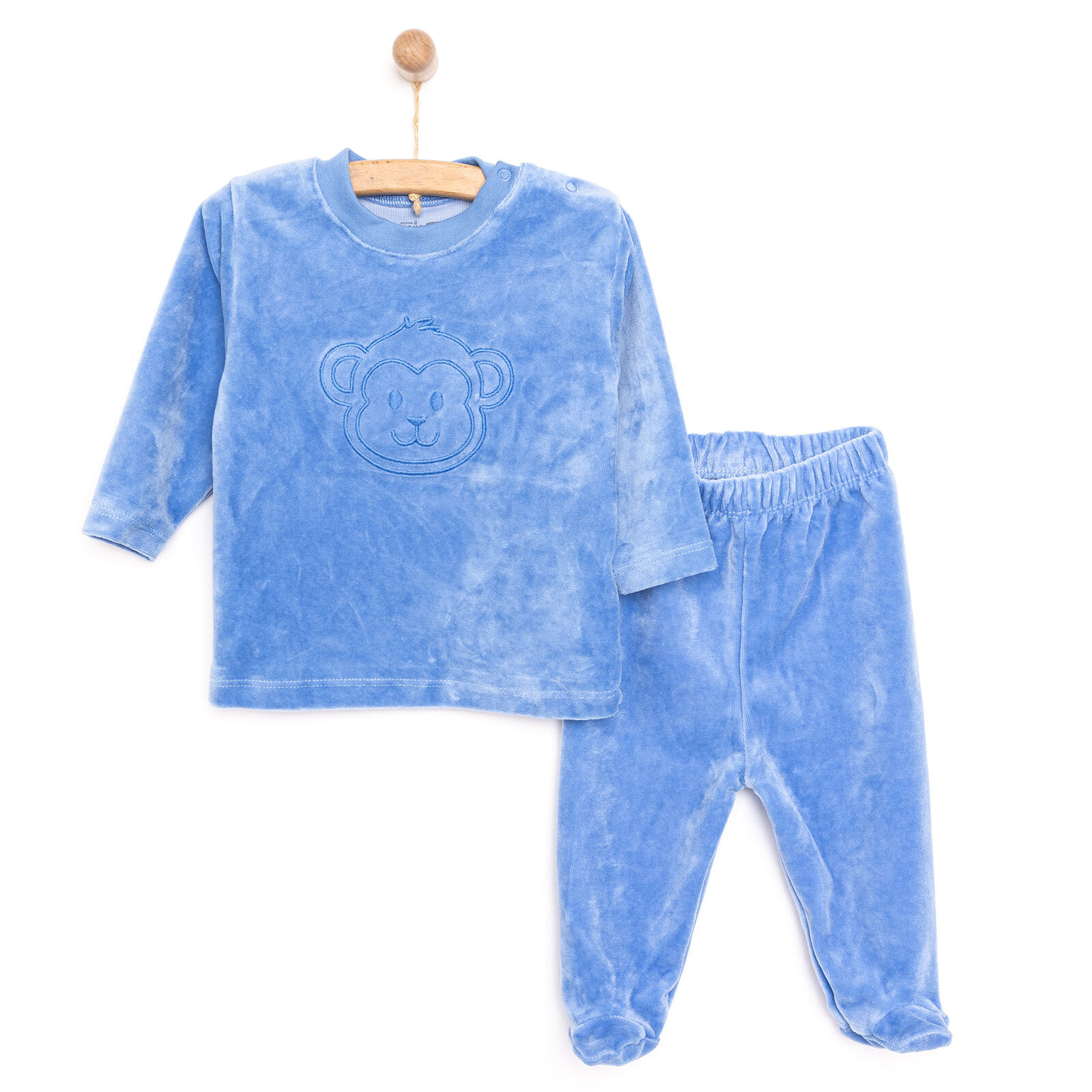 Yenidoğan Kadife Tshirt-Patikli Alt Erkek Bebek