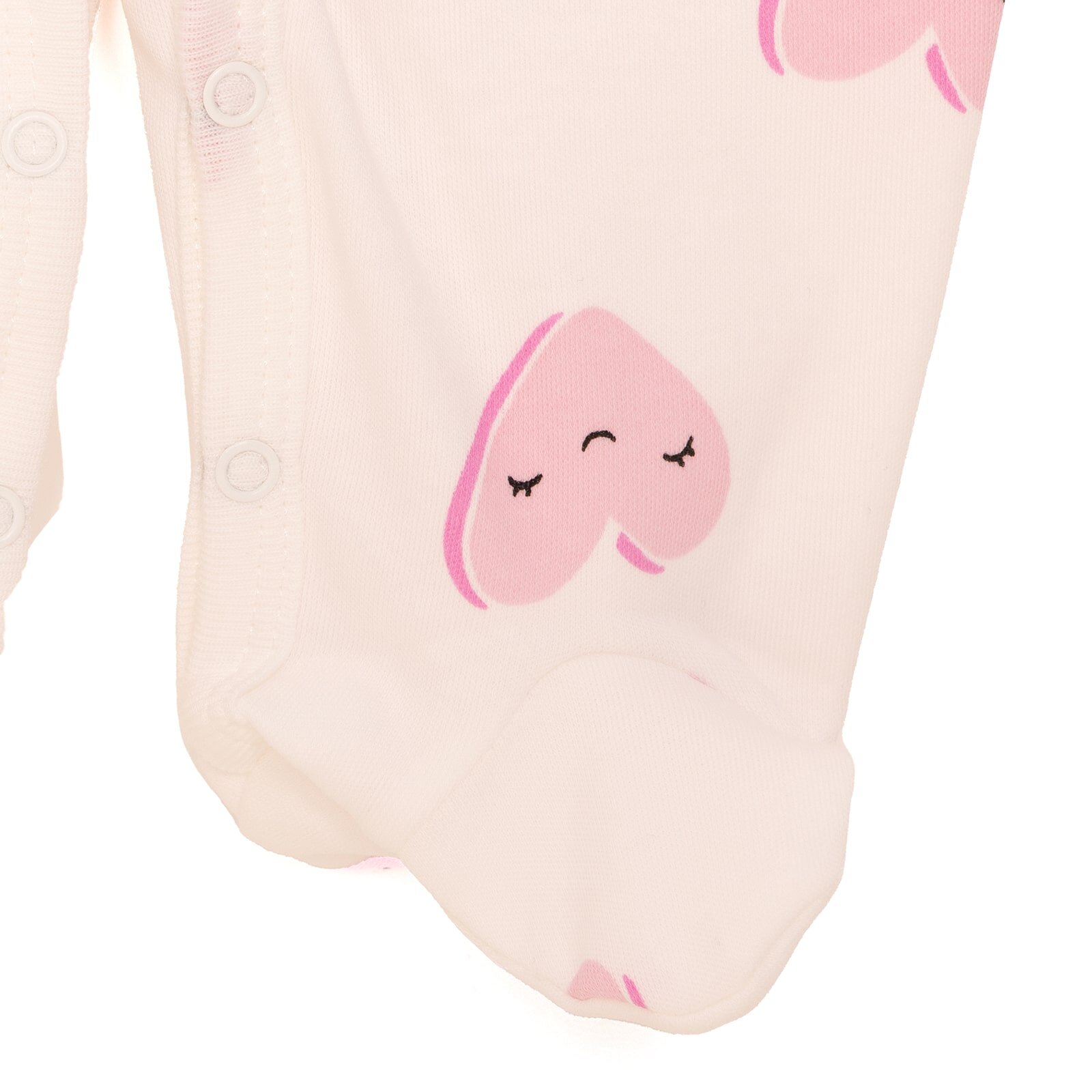 Yenidoğan Kalp Baskılı Kız Tulum-Şapka Kız Bebek Yenidoğan Kalp Baskılı Kız Tulum-Şapka Kız Bebek