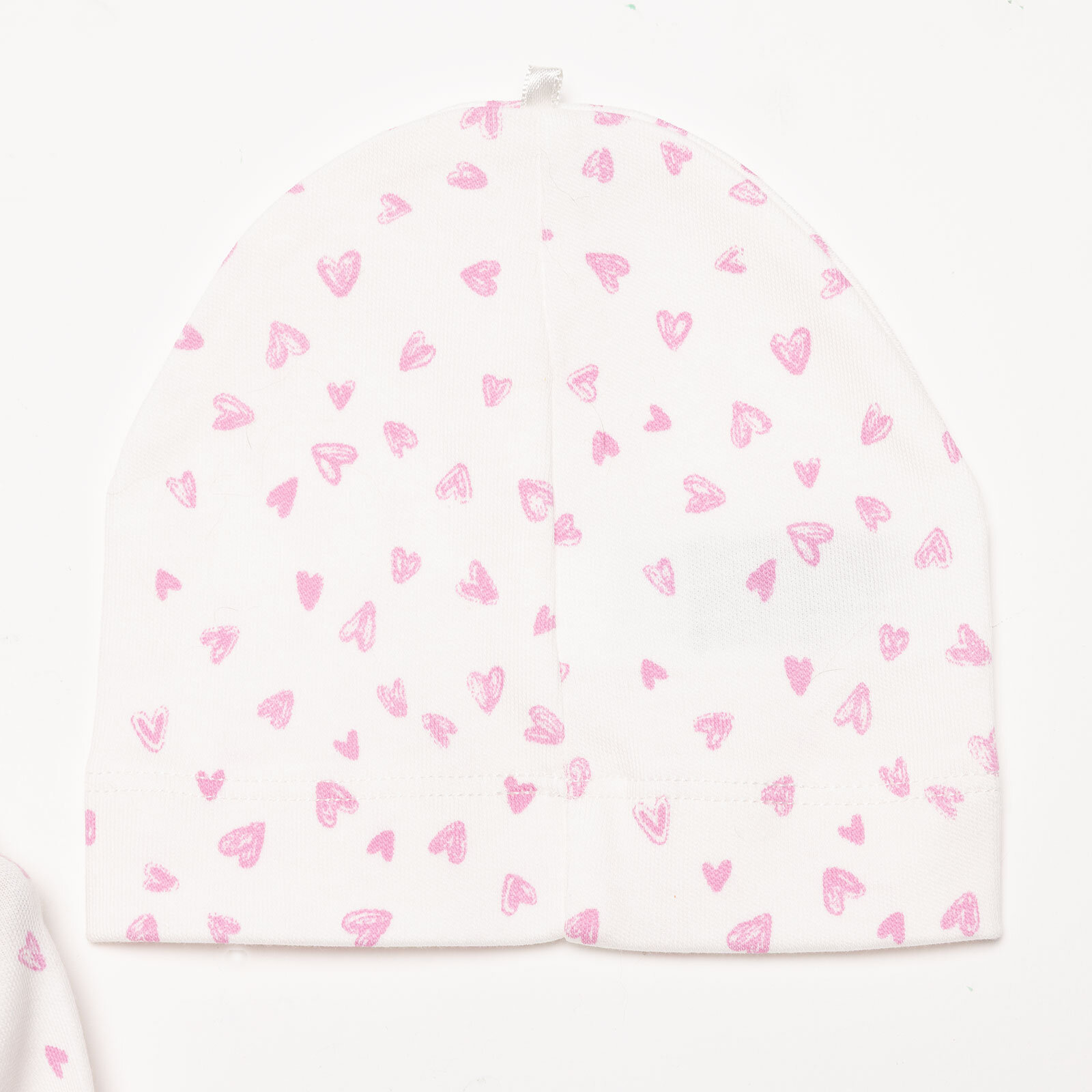 Yenidoğan Kalp Baskılı Kız Tulum-Şapka Kız Bebek