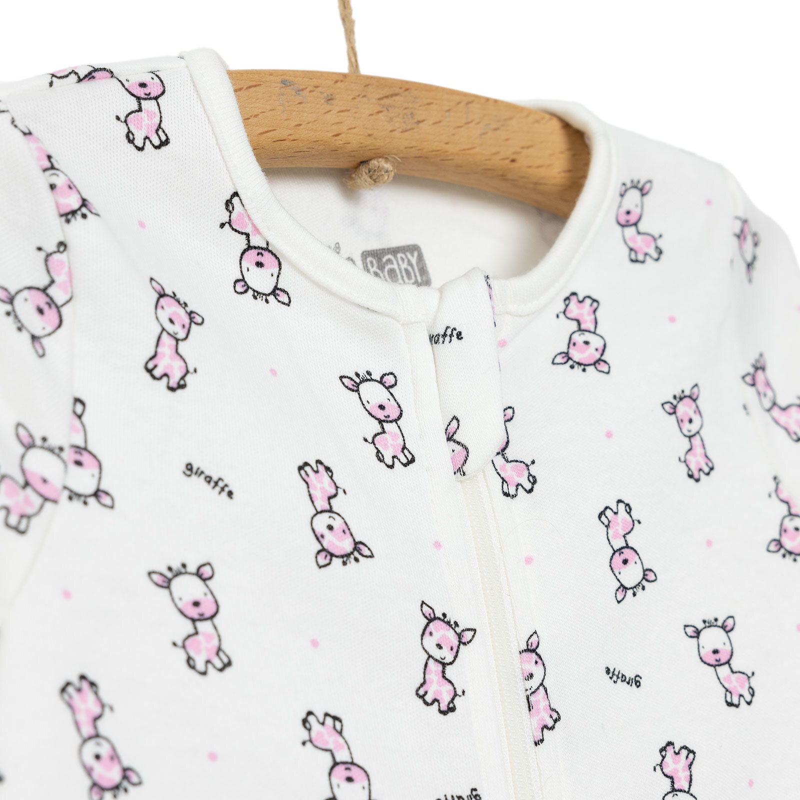 Kız Bebek 2'li Yenidoğan Patikli Tulum %100 Kumaş Fermuarlı Bisiklet Yaka Uzun Kol Pembe