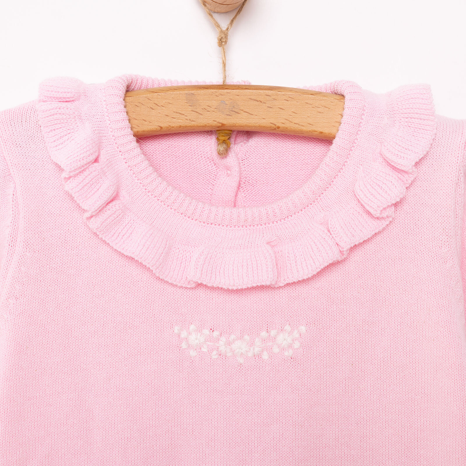 Kız Bebek Triko Patiksiz Tulum Çıtçıtlı Pembe