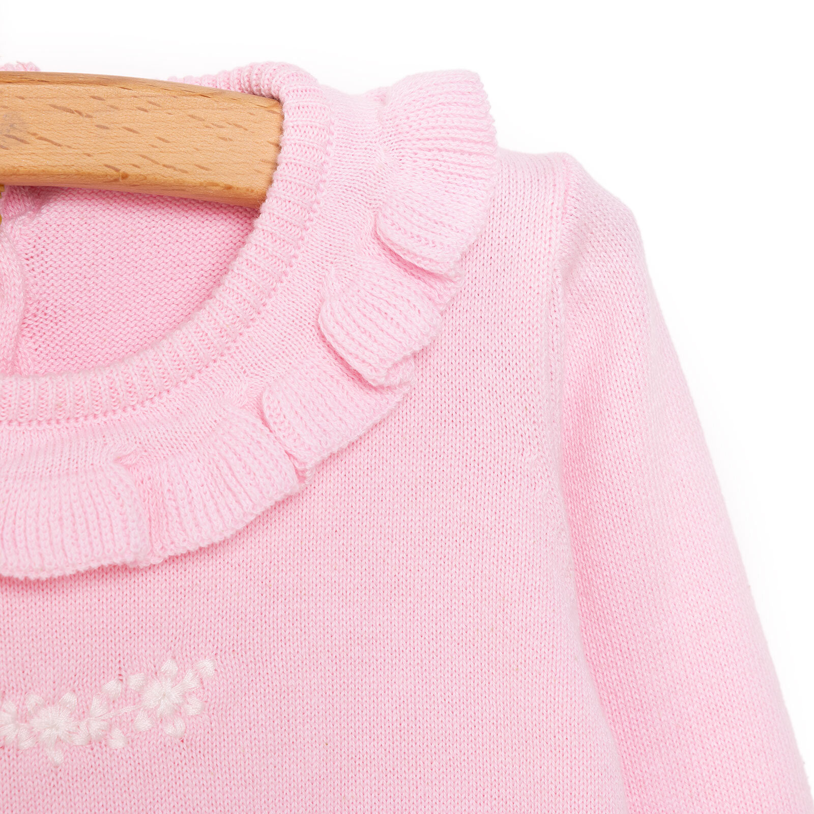 Kız Bebek Triko Patiksiz Tulum Çıtçıtlı Pembe