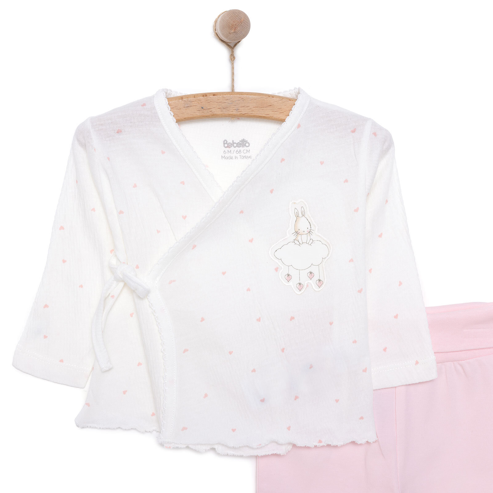 Yenidoğan Mini Heart Zıbın-Şapka-Patikli Alt 3lü Set Kız Bebek