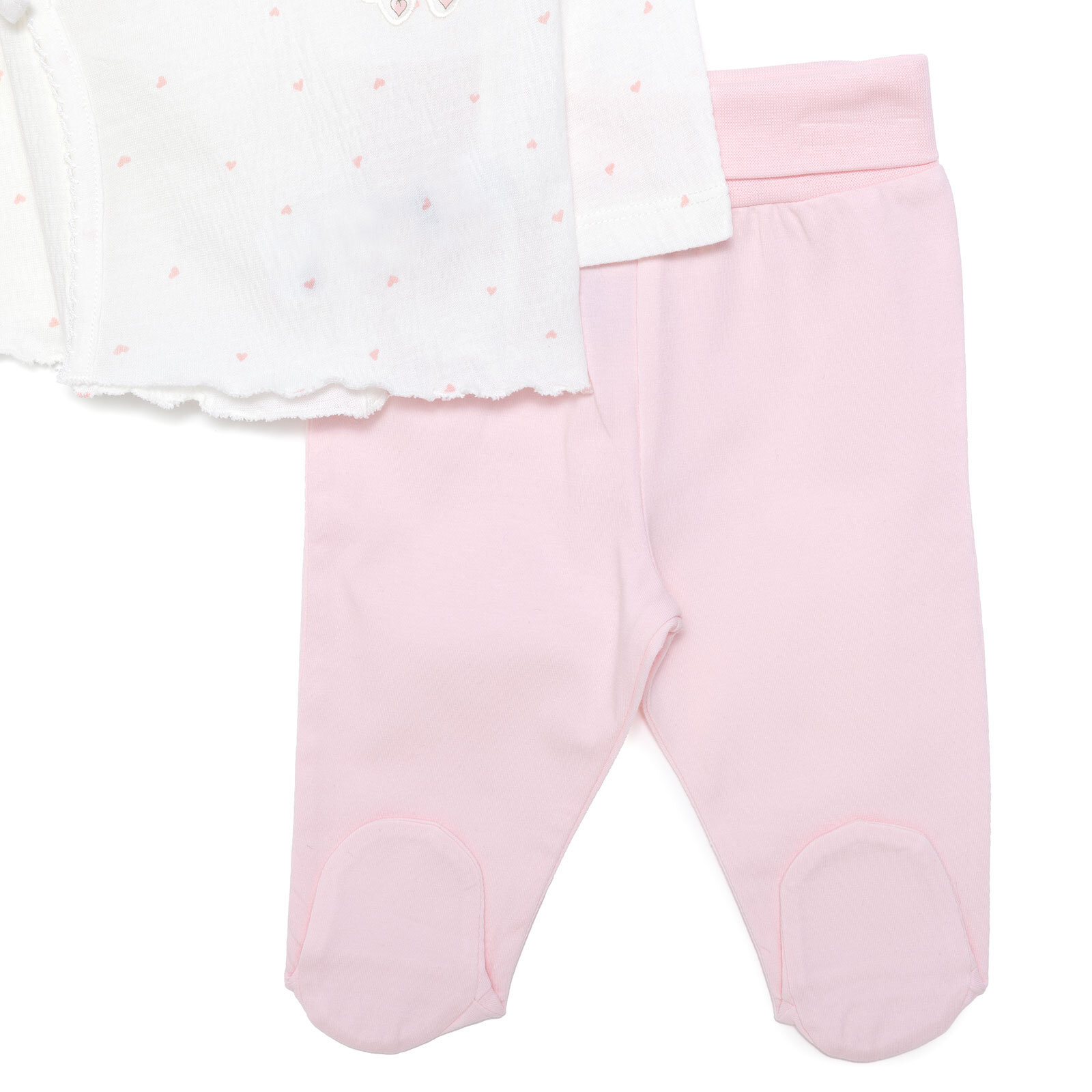 Yenidoğan Mini Heart Zıbın-Şapka-Patikli Alt 3lü Set Kız Bebek