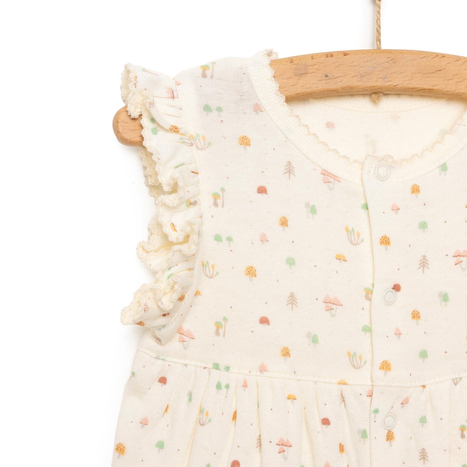 Yenidoğan Organic My Mushroom Kısa Tulum Kız Bebek