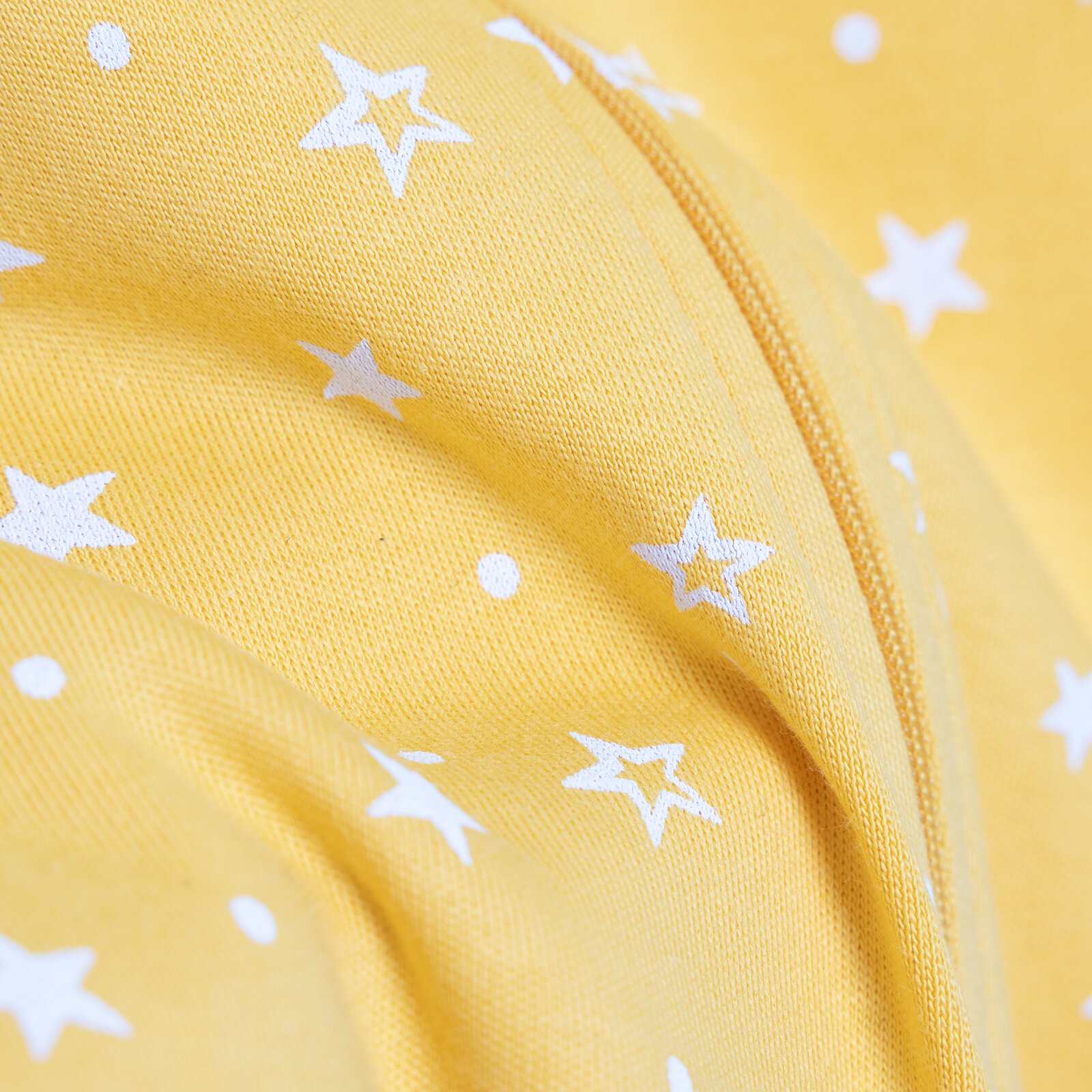 Yenidoğan Kız Patikli Tulum - Fermuarlı %100 Pamuk, Uzun Kollu, Yıldızlı, Sarı 0-9 Ay