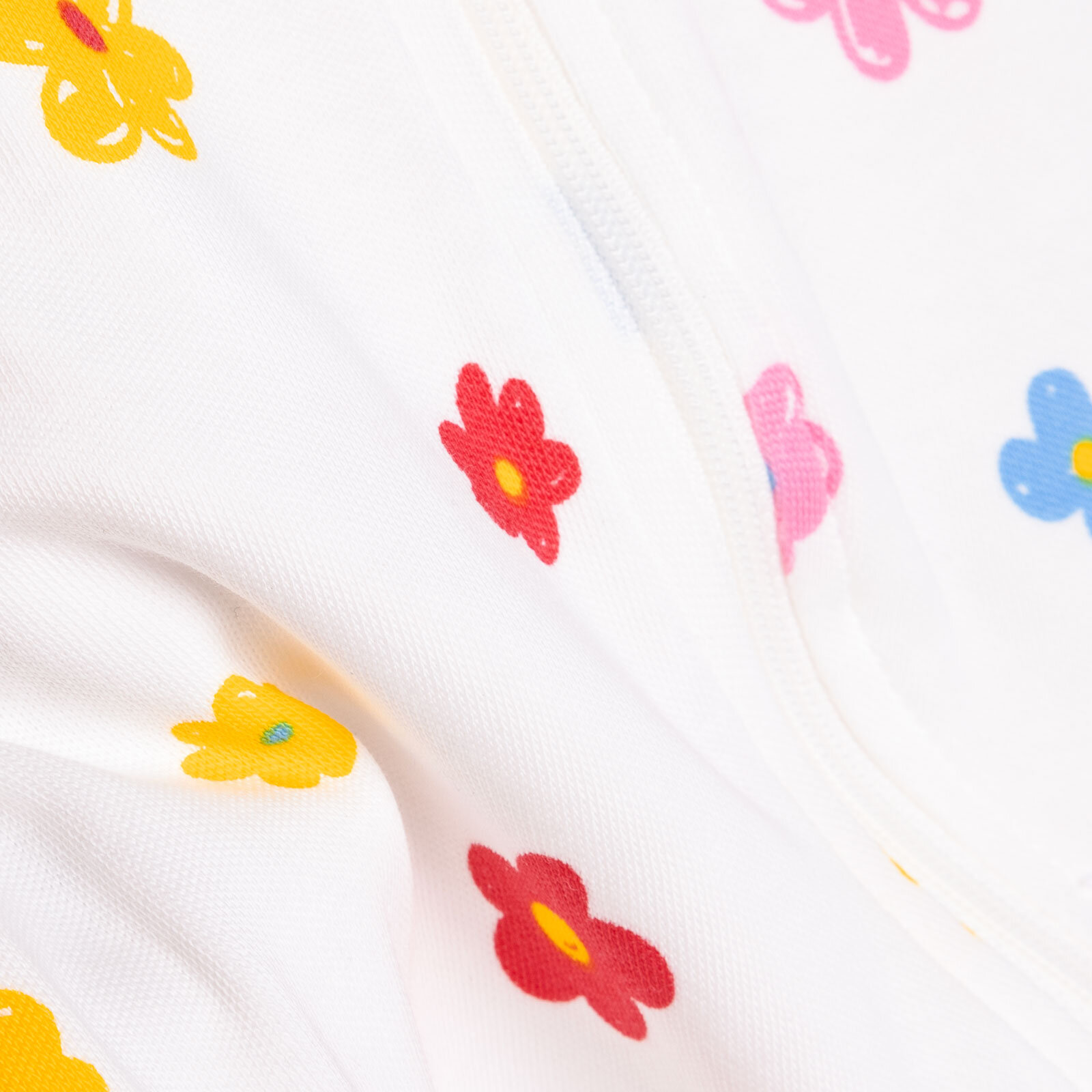 Kız Bebek Yenidoğan Patikli Tulum Çiçek Desenli Fermuarlı Bisiklet Yaka Uzun Kol Mavi