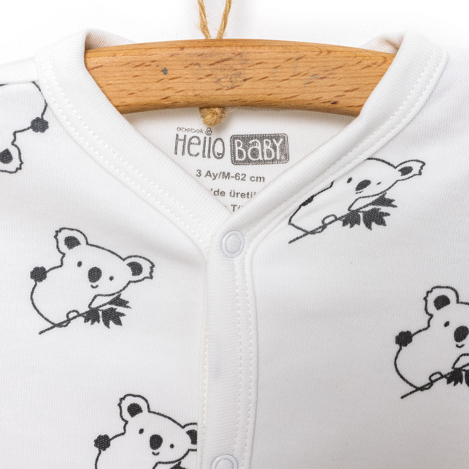 Unisex Yenidoğan Tulum Şapka %100 Pamuk Fermuarlı Bisiklet Yaka Uzun Kol