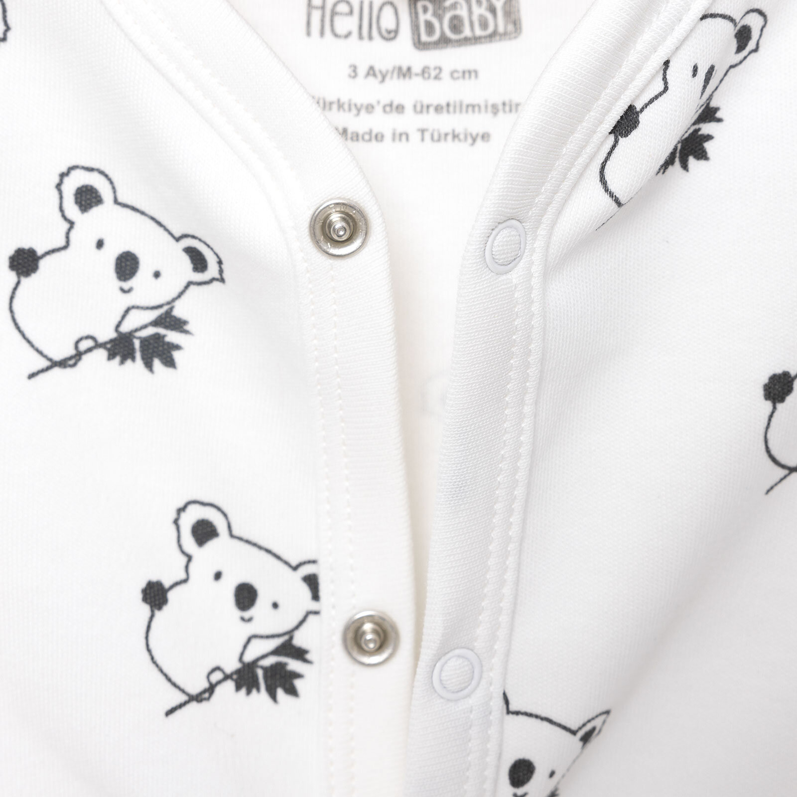 Unisex Yenidoğan Tulum Şapka %100 Pamuk Fermuarlı Bisiklet Yaka Uzun Kol