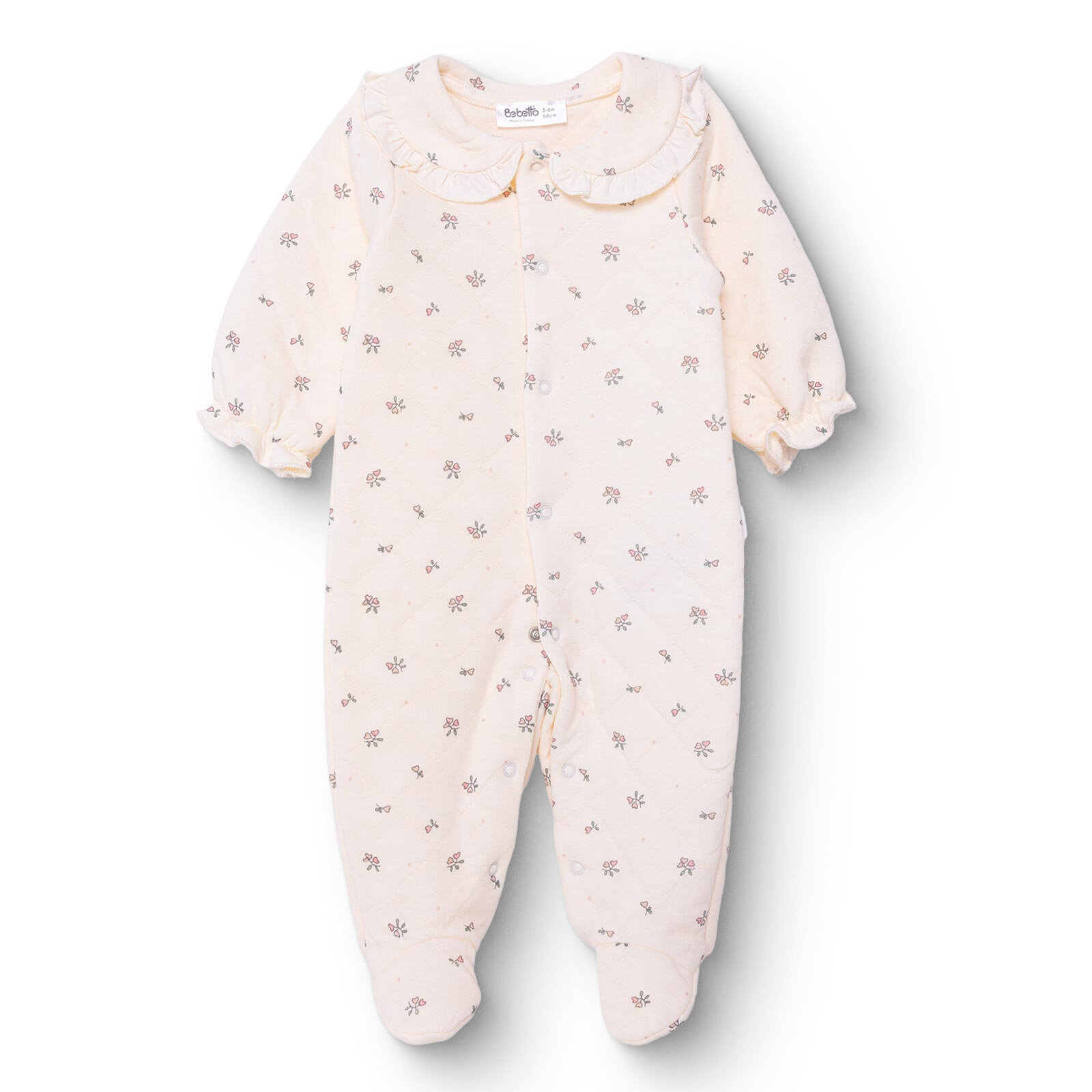 Kız Bebek Yenidoğan Patikli Tulum Petite Fleurs Fırfırlı Yaka Uzun Kol Patikli Paça Kız Bebek Yenidoğan Patikli Tulum Petite Fleurs Fırfırlı Yaka Uzun Kol Patikli Paça