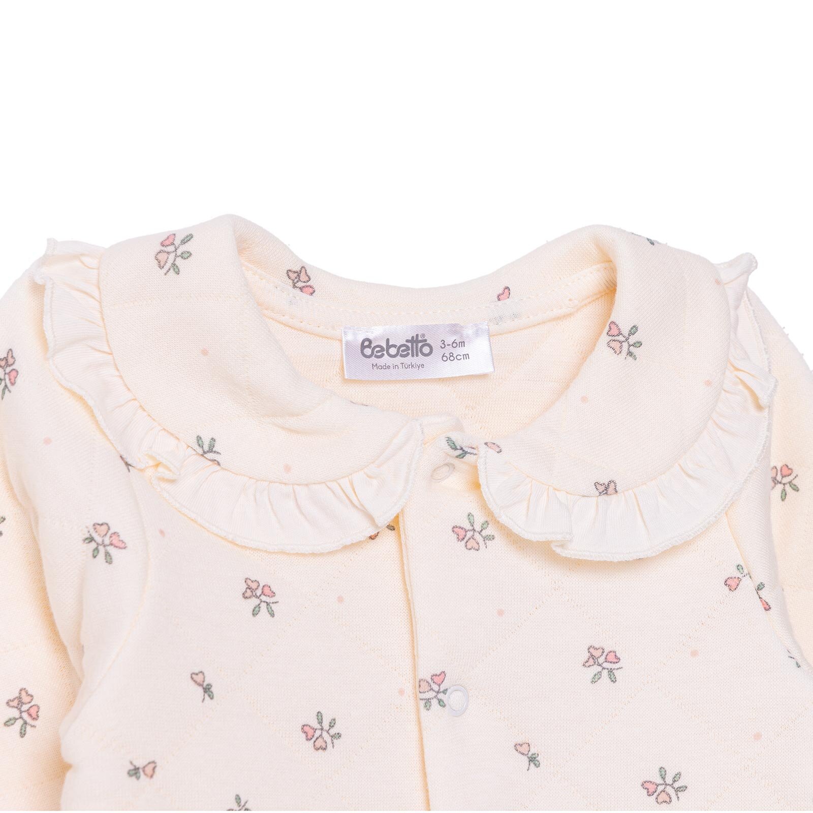 Kız Bebek Yenidoğan Patikli Tulum Petite Fleurs Fırfırlı Yaka Uzun Kol Patikli Paça Kız Bebek Yenidoğan Patikli Tulum Petite Fleurs Fırfırlı Yaka Uzun Kol Patikli Paça