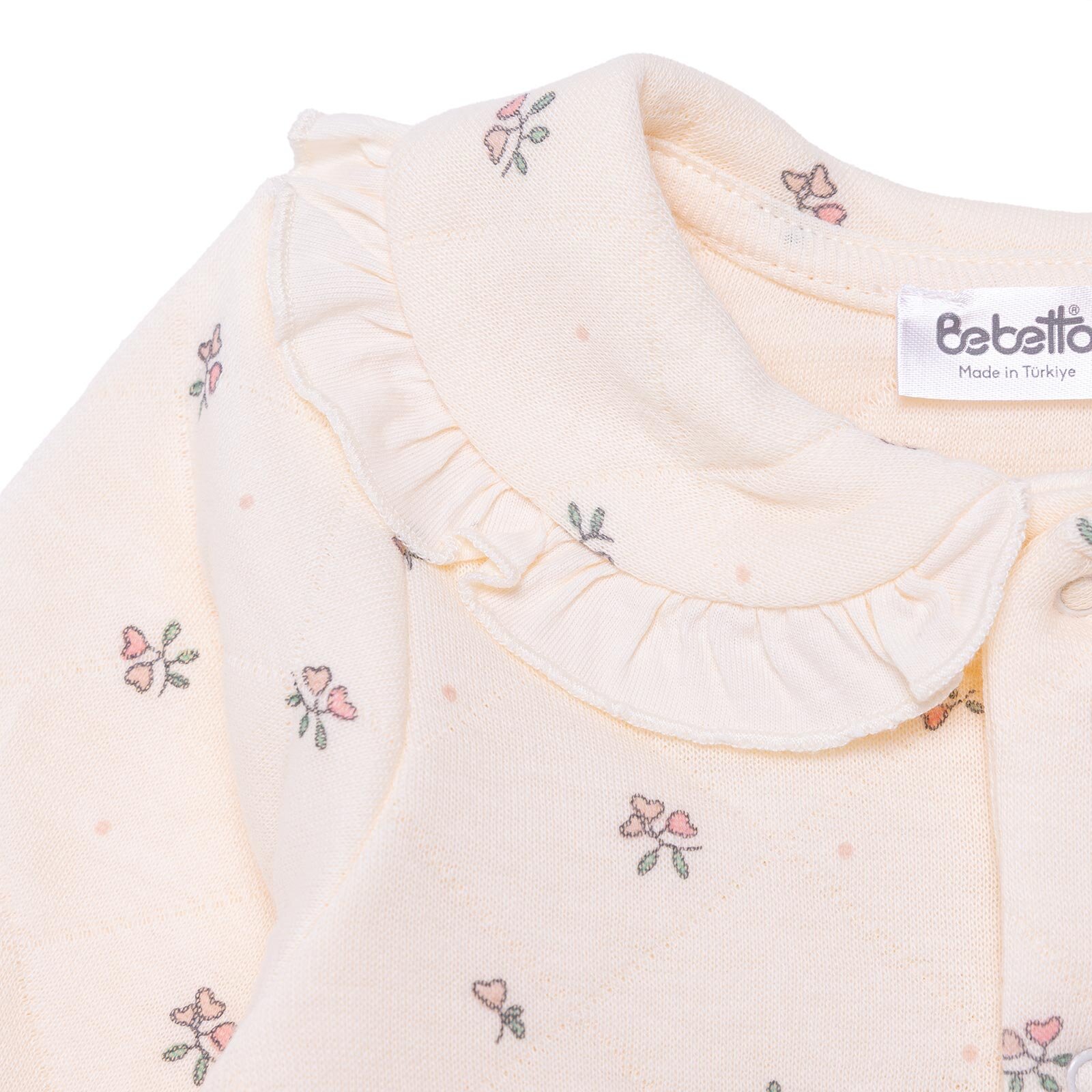 Kız Bebek Yenidoğan Patikli Tulum Petite Fleurs Fırfırlı Yaka Uzun Kol Patikli Paça Kız Bebek Yenidoğan Patikli Tulum Petite Fleurs Fırfırlı Yaka Uzun Kol Patikli Paça