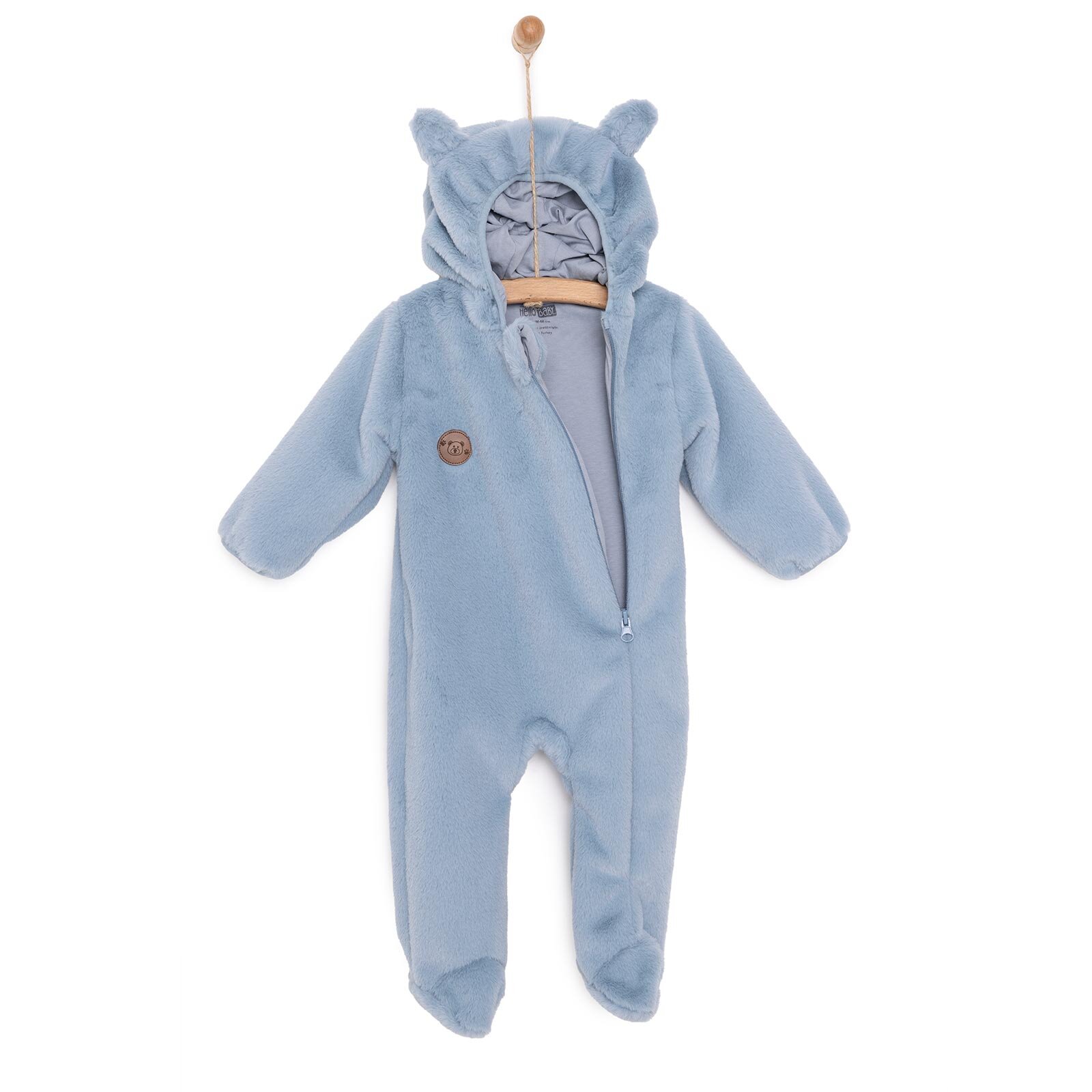 Yenidoğan Peluş Patikli Tulum Erkek Bebek