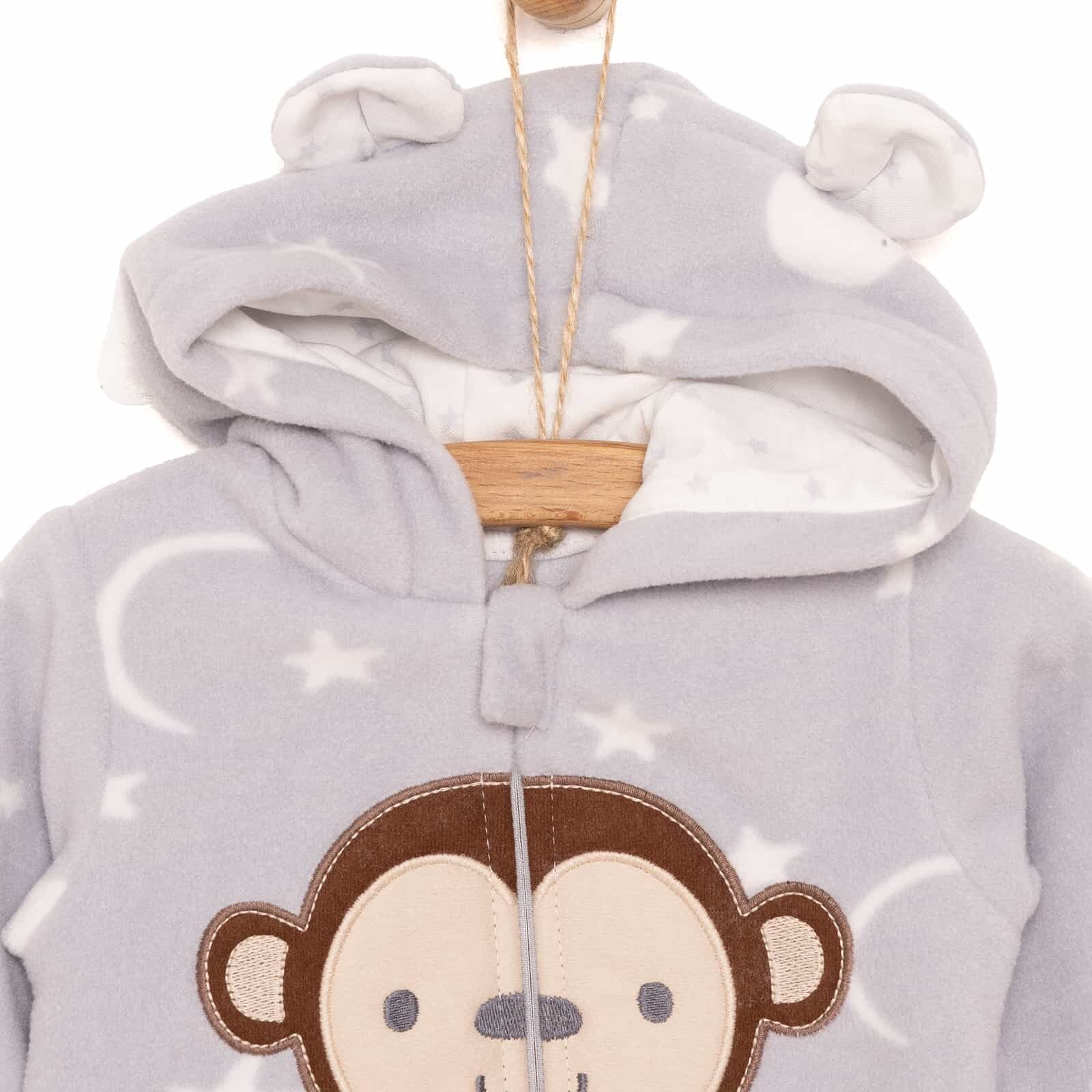 Yenidoğan Polar Kapüşonlu Patikli Tulum Erkek Bebek