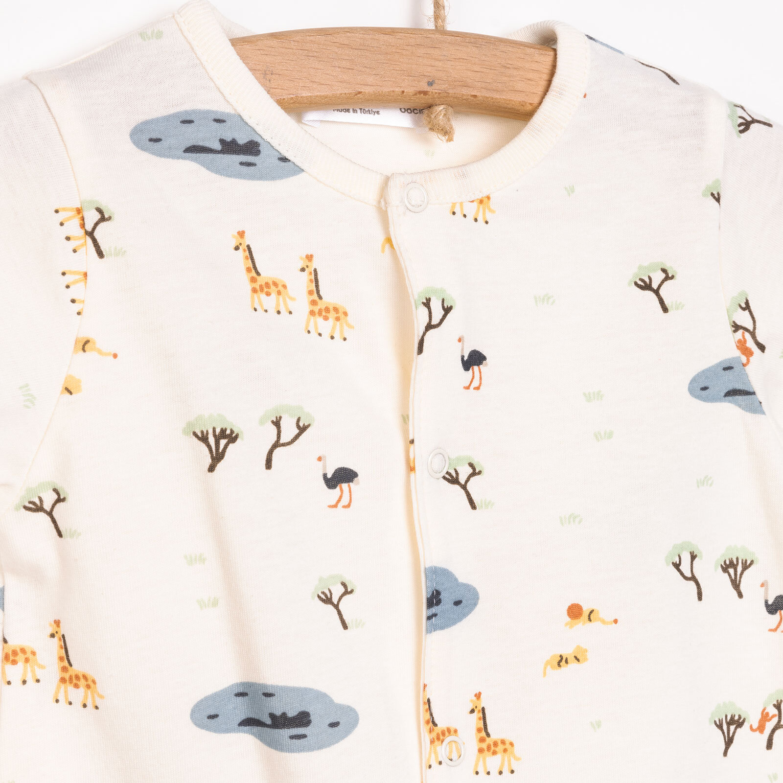 Yenidoğan Safari Çıtçıtlı Kısa Tulum Erkek Bebek