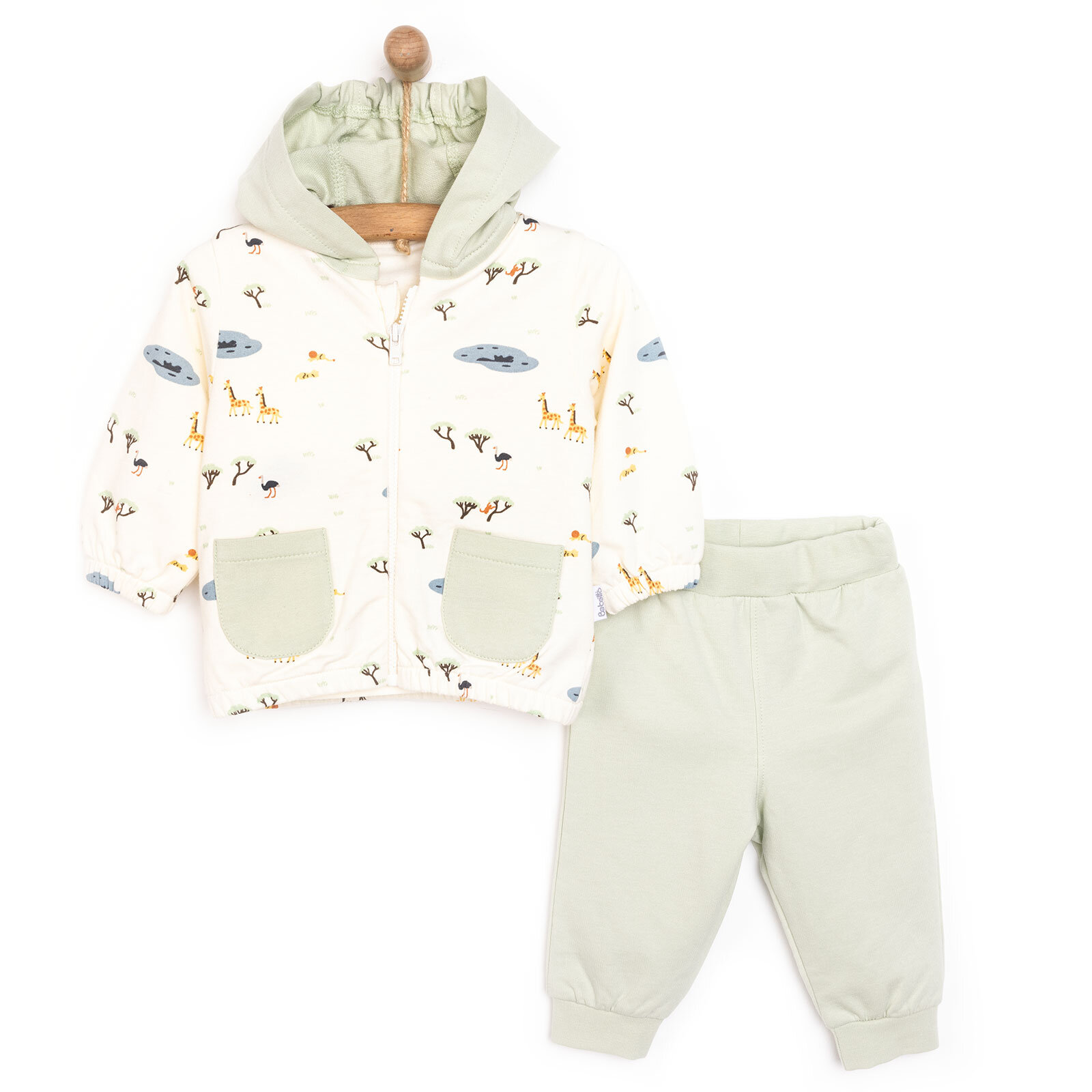 Yenidoğan Safari Sweatshirt-Kapüşonlu Hırka-Alt 3lü Takım Erkek Bebek Yenidoğan Safari Sweatshirt-Kapüşonlu Hırka-Alt 3lü Takım Erkek Bebek