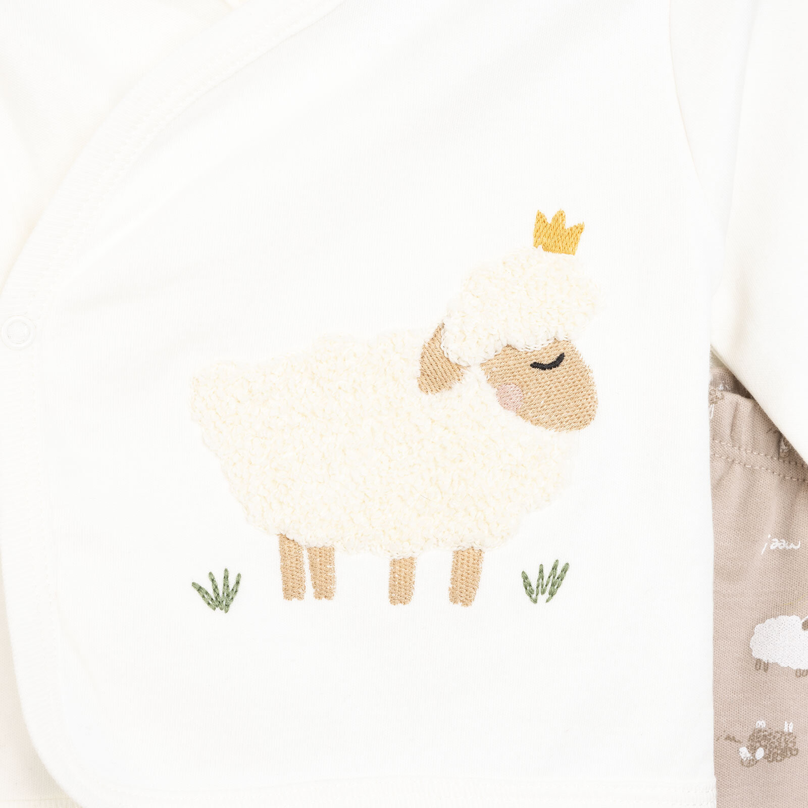 Unisex Zıbın Body %100 Pamuk Çıtçıtlı V Yaka Uzun Kol Açık Kahverengi