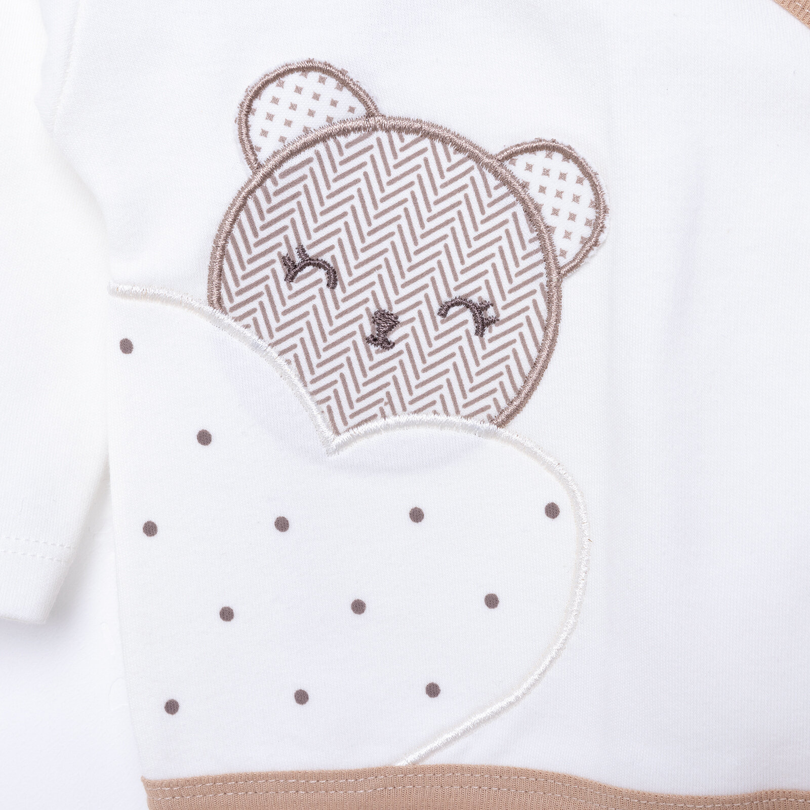 Kız Bebek Yenidoğan 5'li Hastane Çıkışı %100 Pamuk Çıtçıtlı Yaka Uzun Kol Patikli Ekru