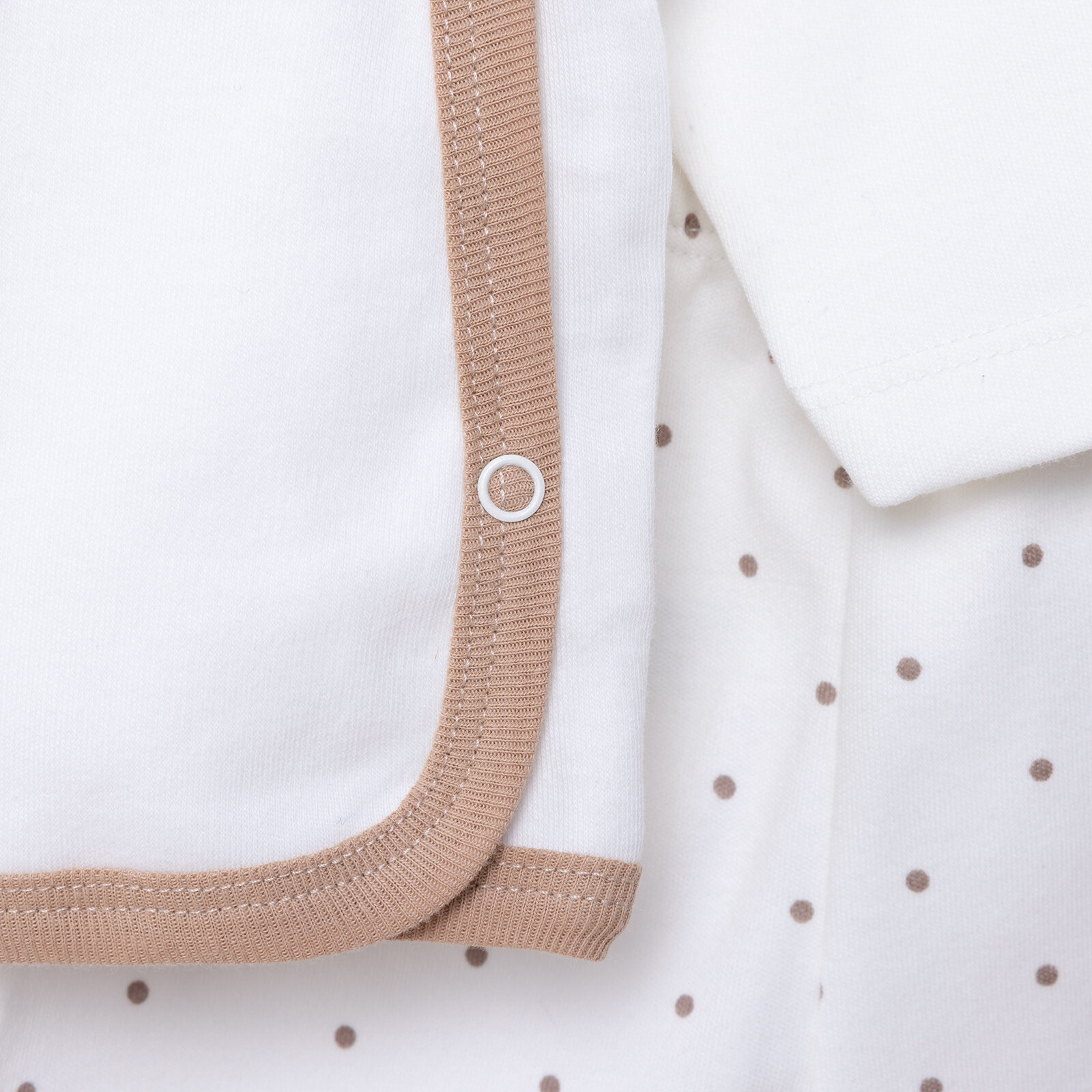 Kız Bebek Yenidoğan 5'li Hastane Çıkışı %100 Pamuk Çıtçıtlı Yaka Uzun Kol Patikli Ekru