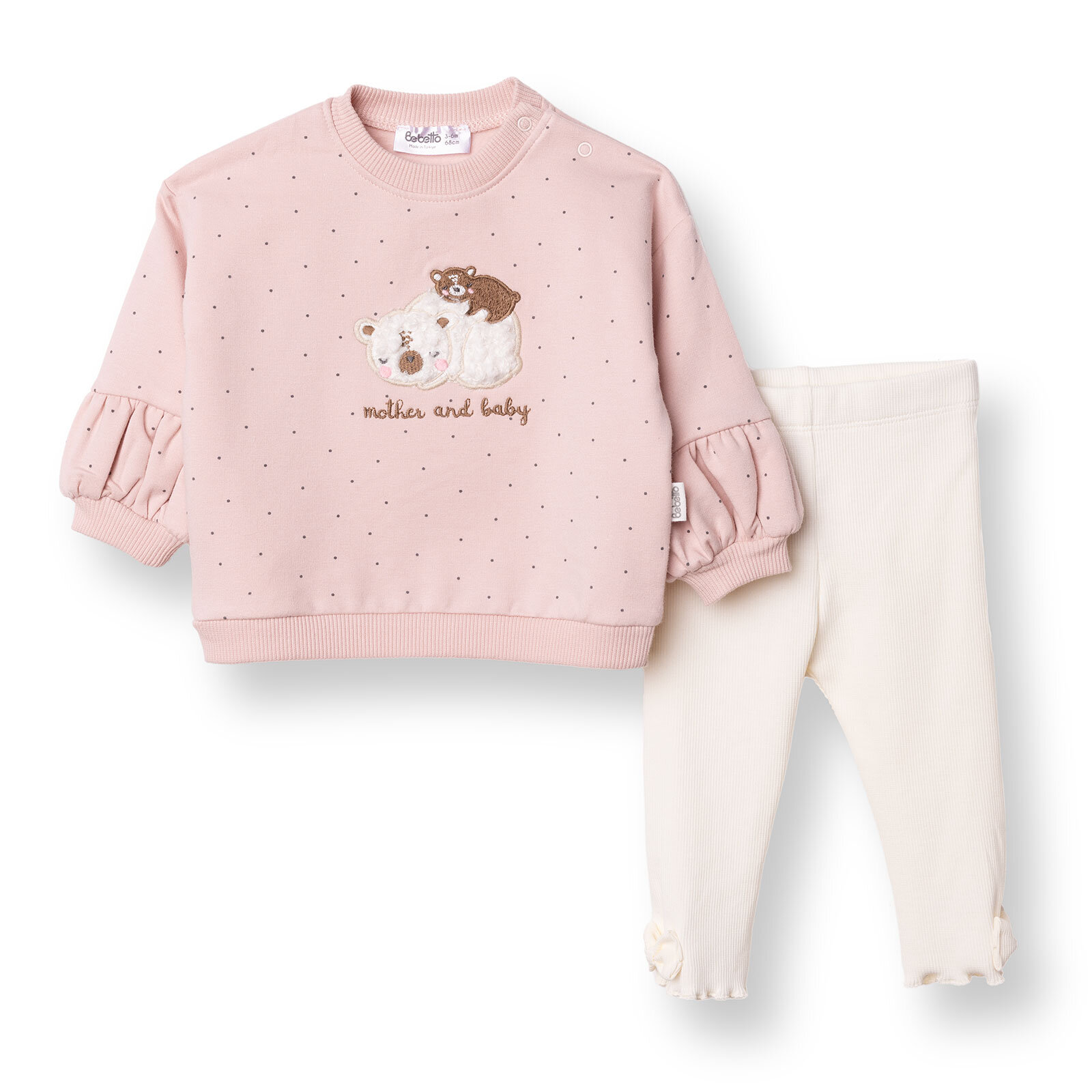 Kız Bebek Yenidoğan Mother And Baby Sweatshirt-Patiksiz Alt Bisiklet Yaka Uzun Kol Patiksiz Paça