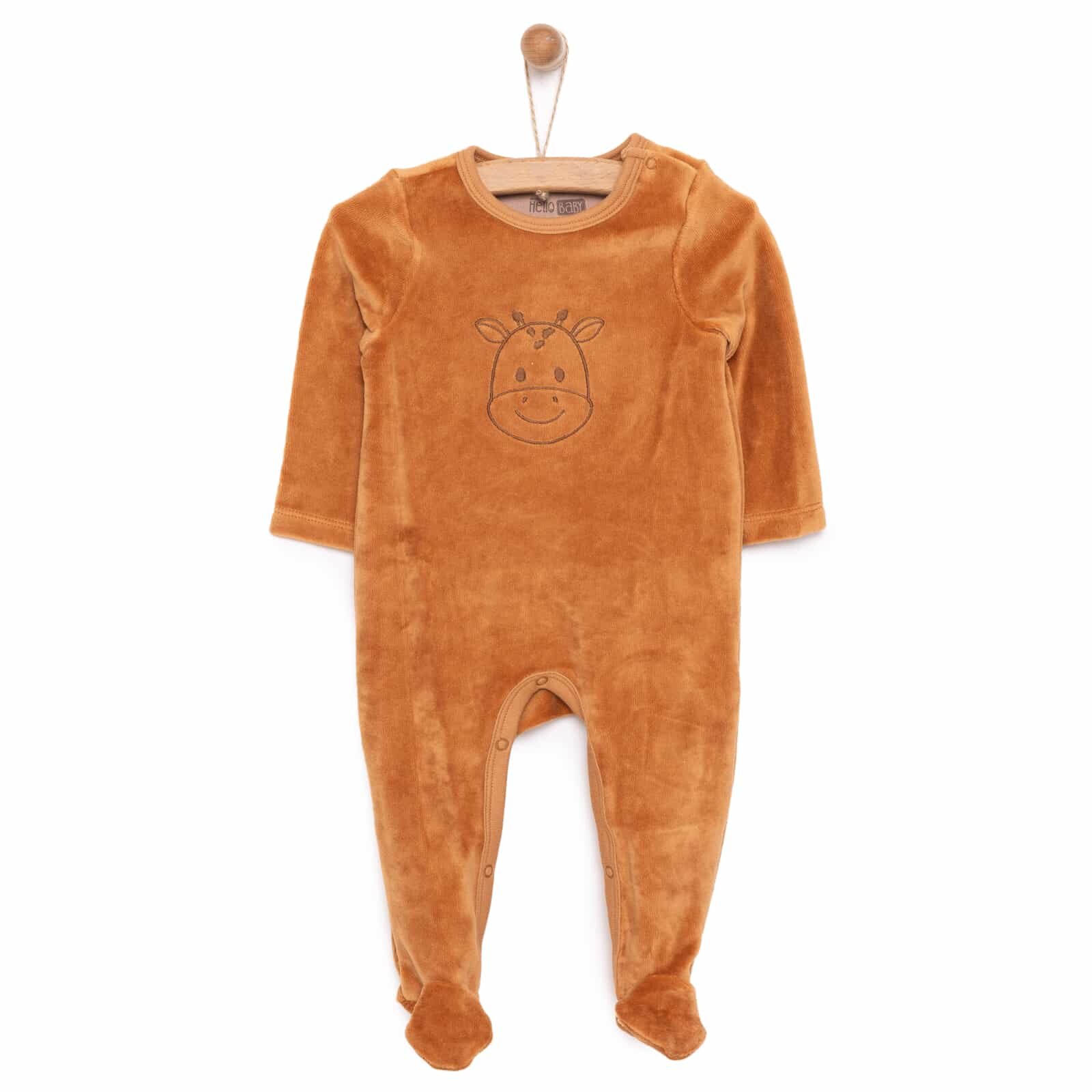 Yenidoğan Unisex Nakışlı Kadife Patikli Tulum Unisex